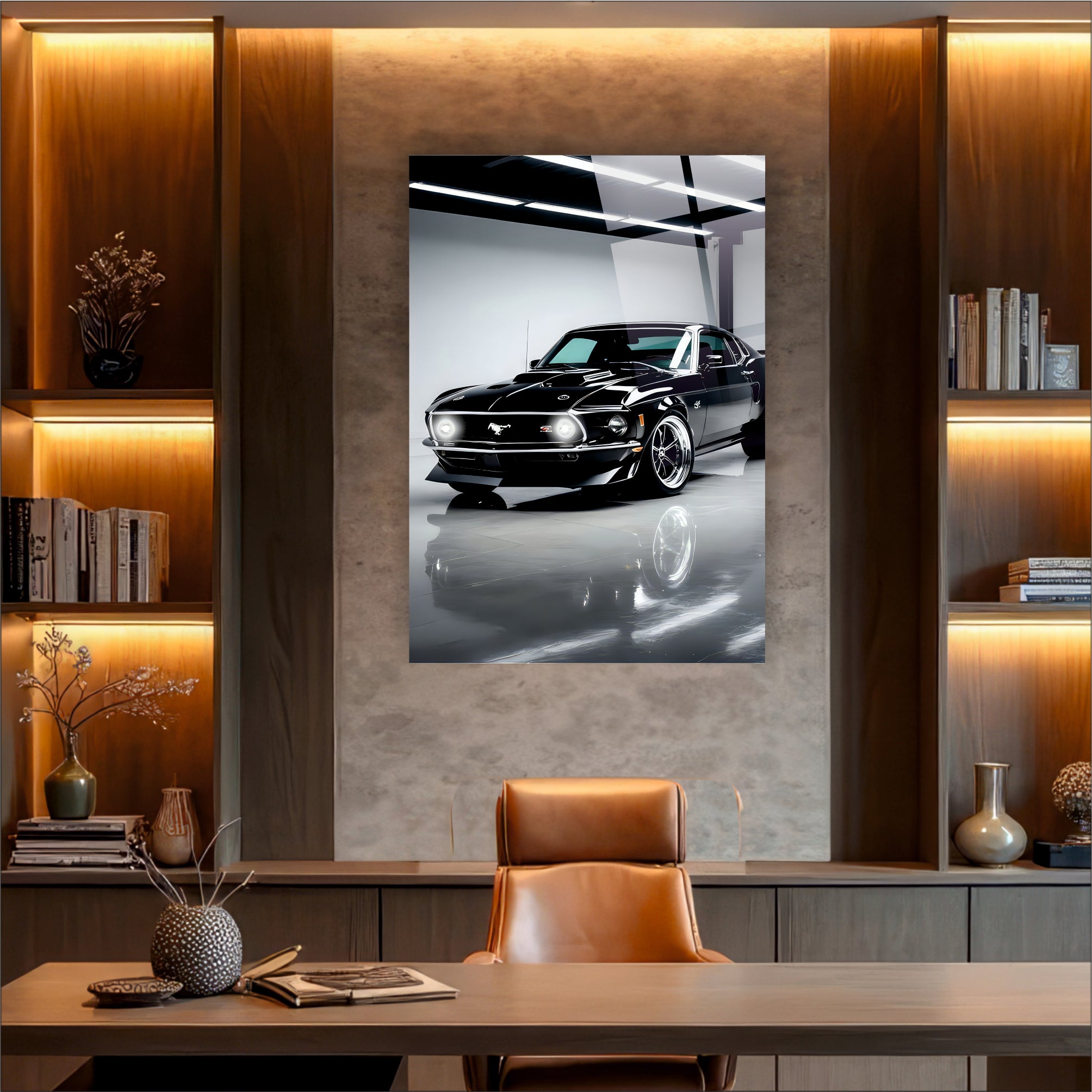 Siyah Showroom Ford Mustang Cam Tablo