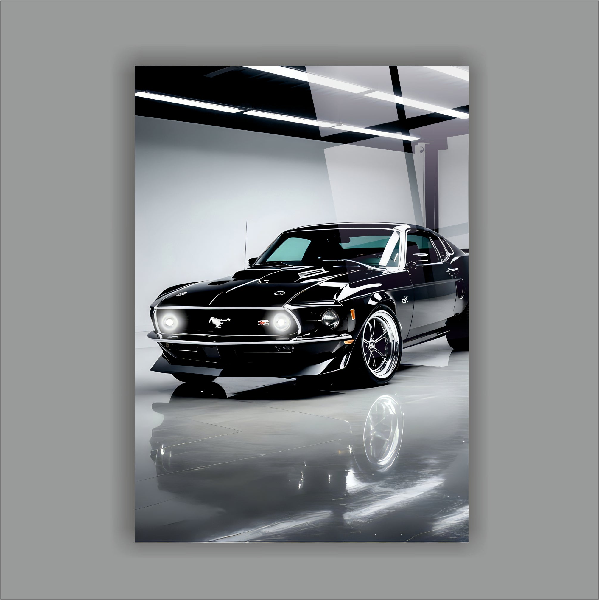 Siyah Showroom Ford Mustang Cam Tablo