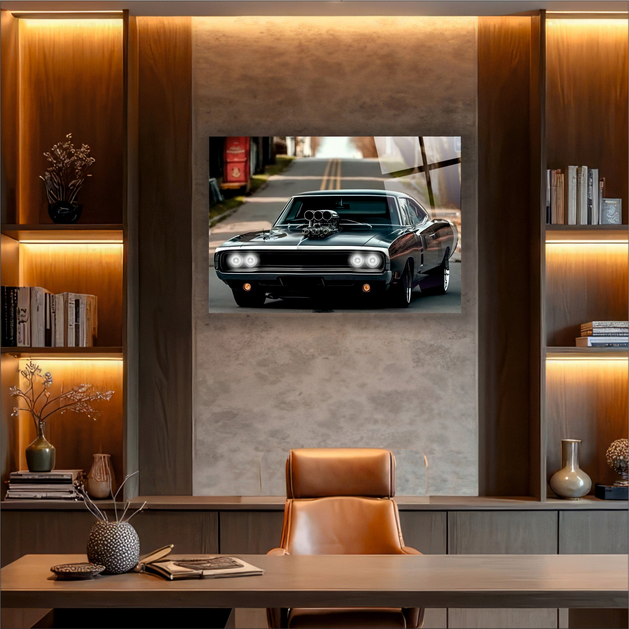Siyah Dodge Charger Cam Tablo