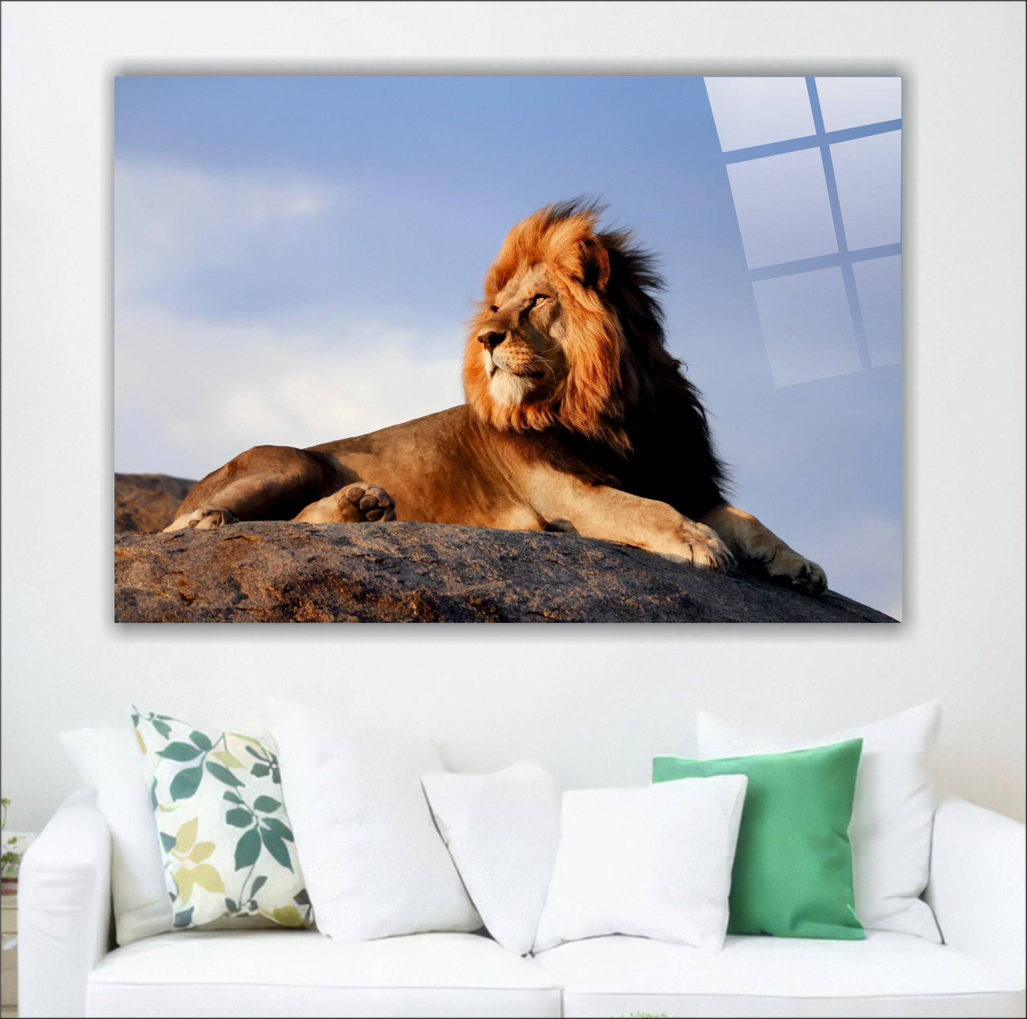 ASLAN-11 Kayalık Üzerinde Asil Erkek Aslan Manzarası