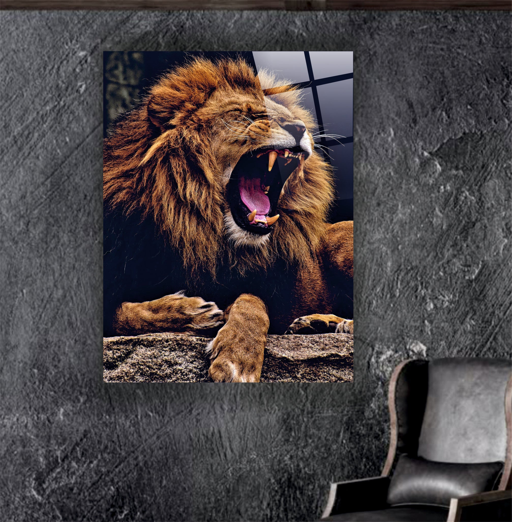 ASLAN-62 Kükreyen Aslan Kayalık Üzerinde
