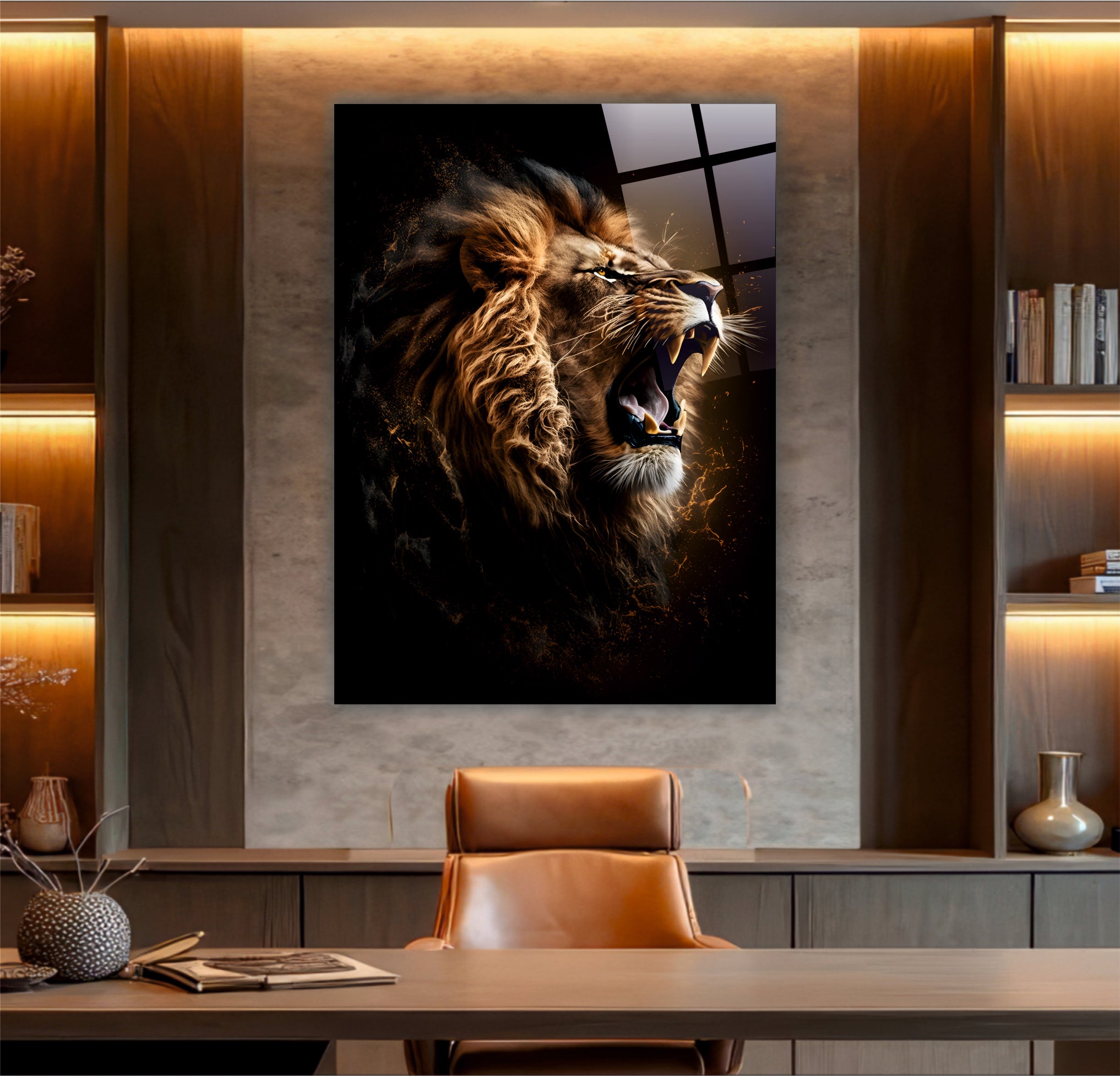 ASLAN-75 Kükreyen Aslan Cam Tablo