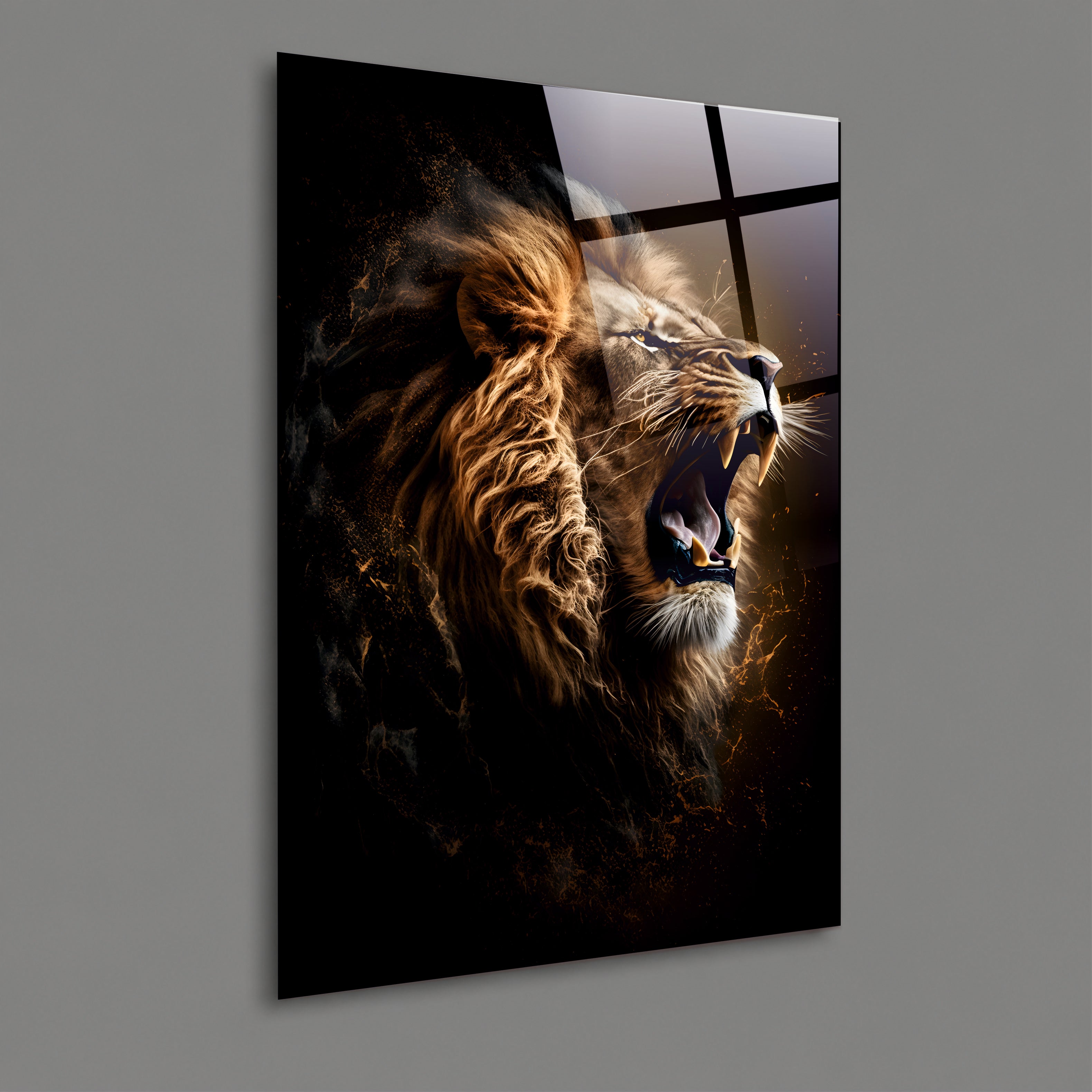 ASLAN-75 Kükreyen Aslan Cam Tablo