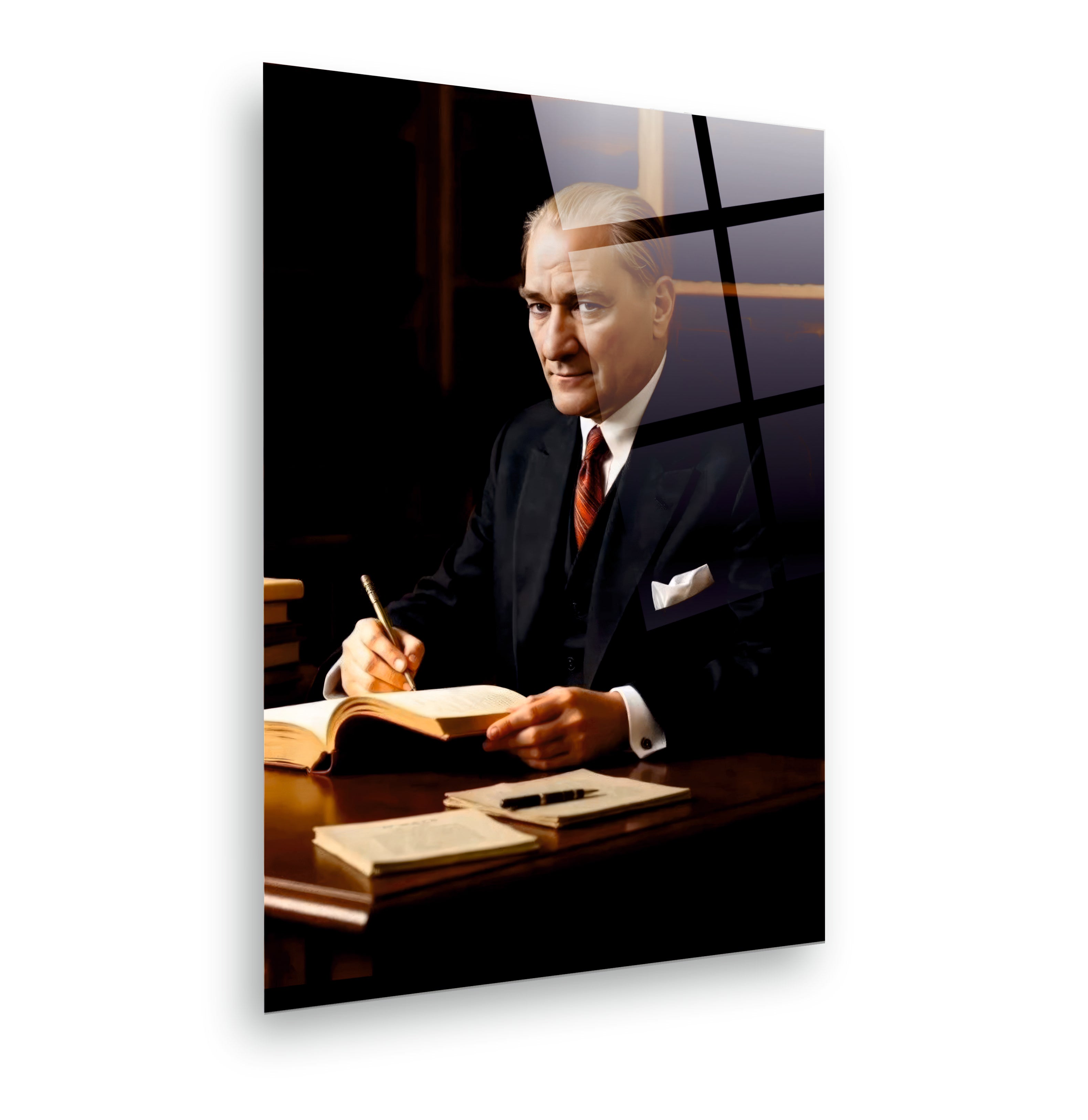 ATA-109 Atatürk Cam Tablo-Çalışma Masası-Bilge Lider Ofis Dekoru
