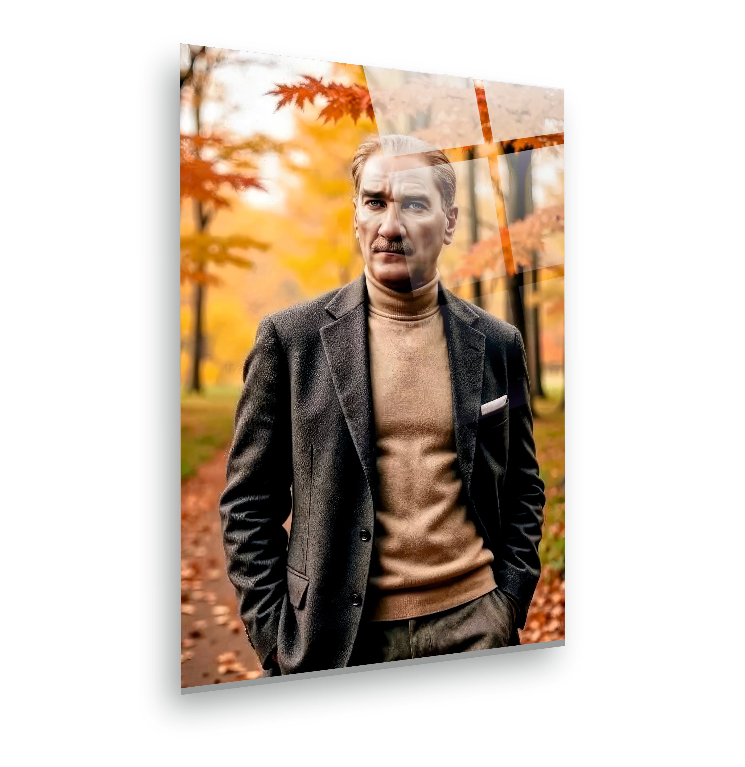 ATA-13 Sonbahar Temalı Atatürk Cam Tablo