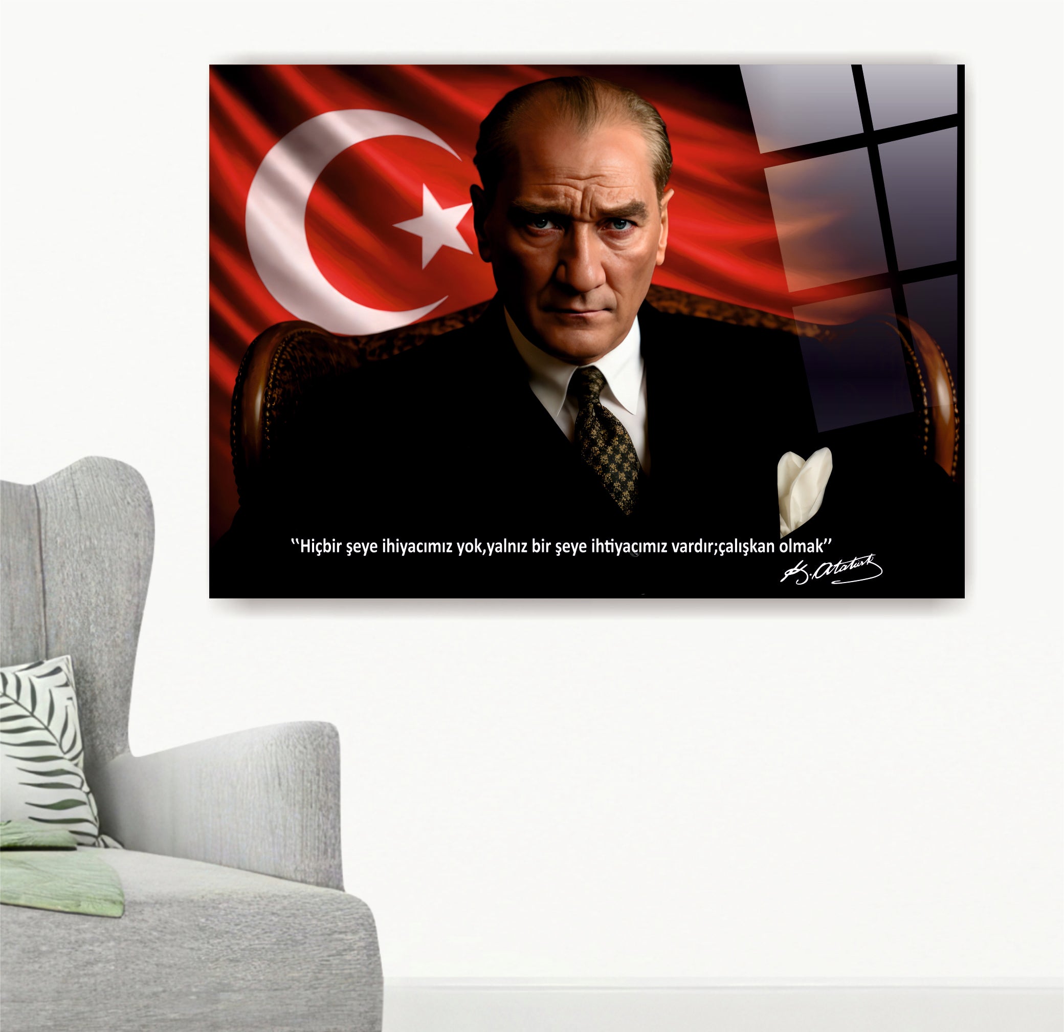 ATA-146 Atatürk Cam Tablo Çalışkan Olmak Sözü