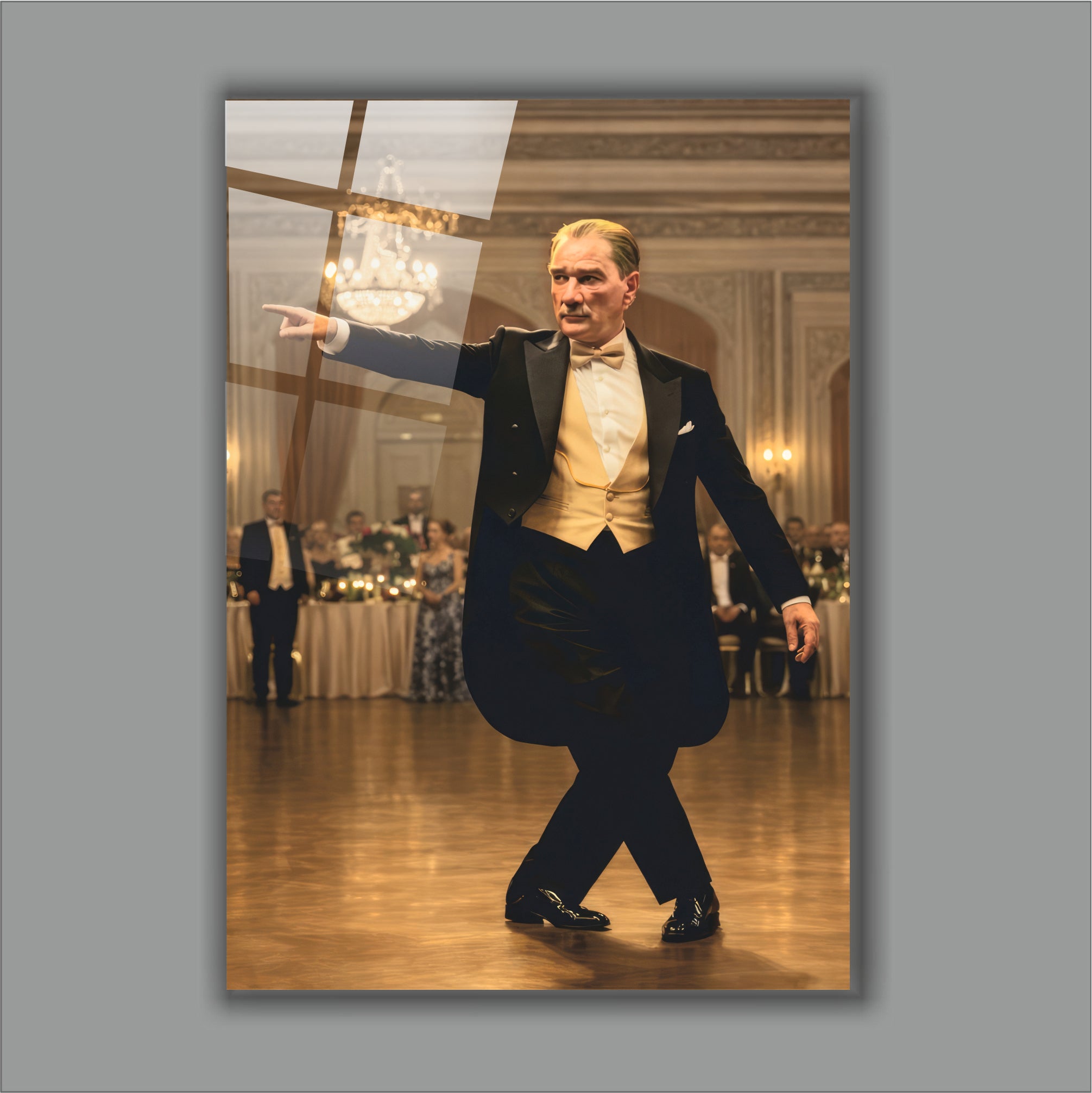 ATA-160 Atatürk Cam Tablo Zeybek Dansı Özel Portre Tasarımı