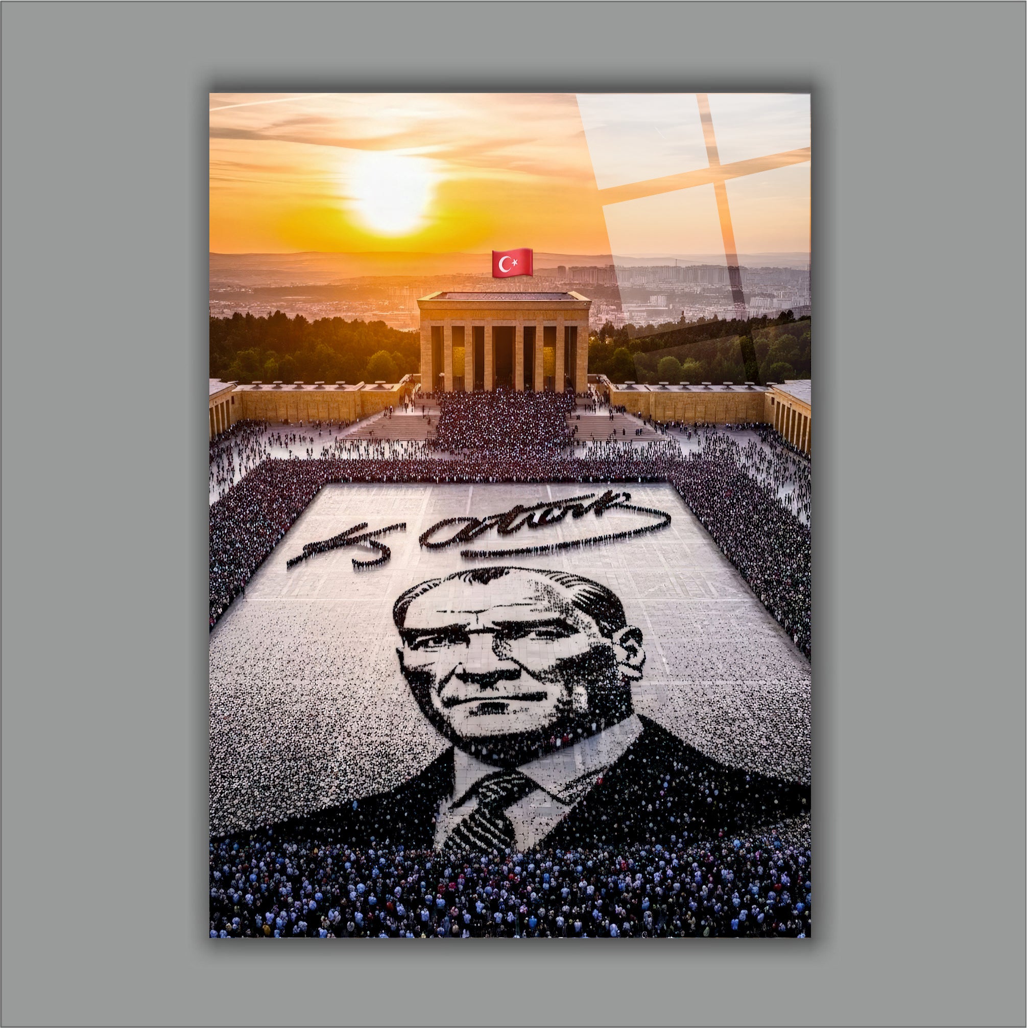 Atatürk Cam Tablo-Anıtkabir Atatürk Mozaiği - Epik Cumhuriyet Dekoru