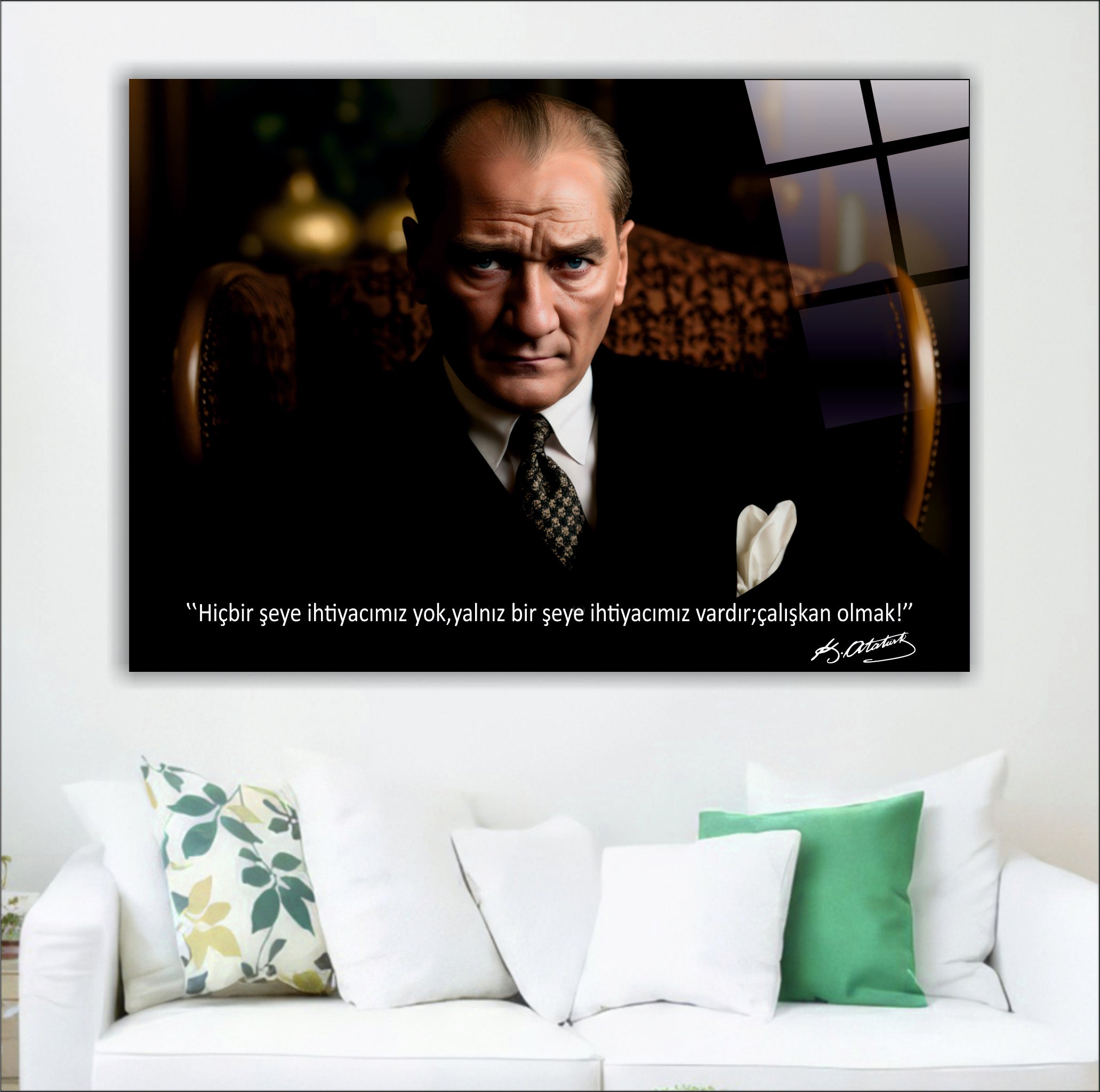 Atatürk Cam Tablo-Çalışkan Olmak Sözlü tablo- Motivasyon Serisi