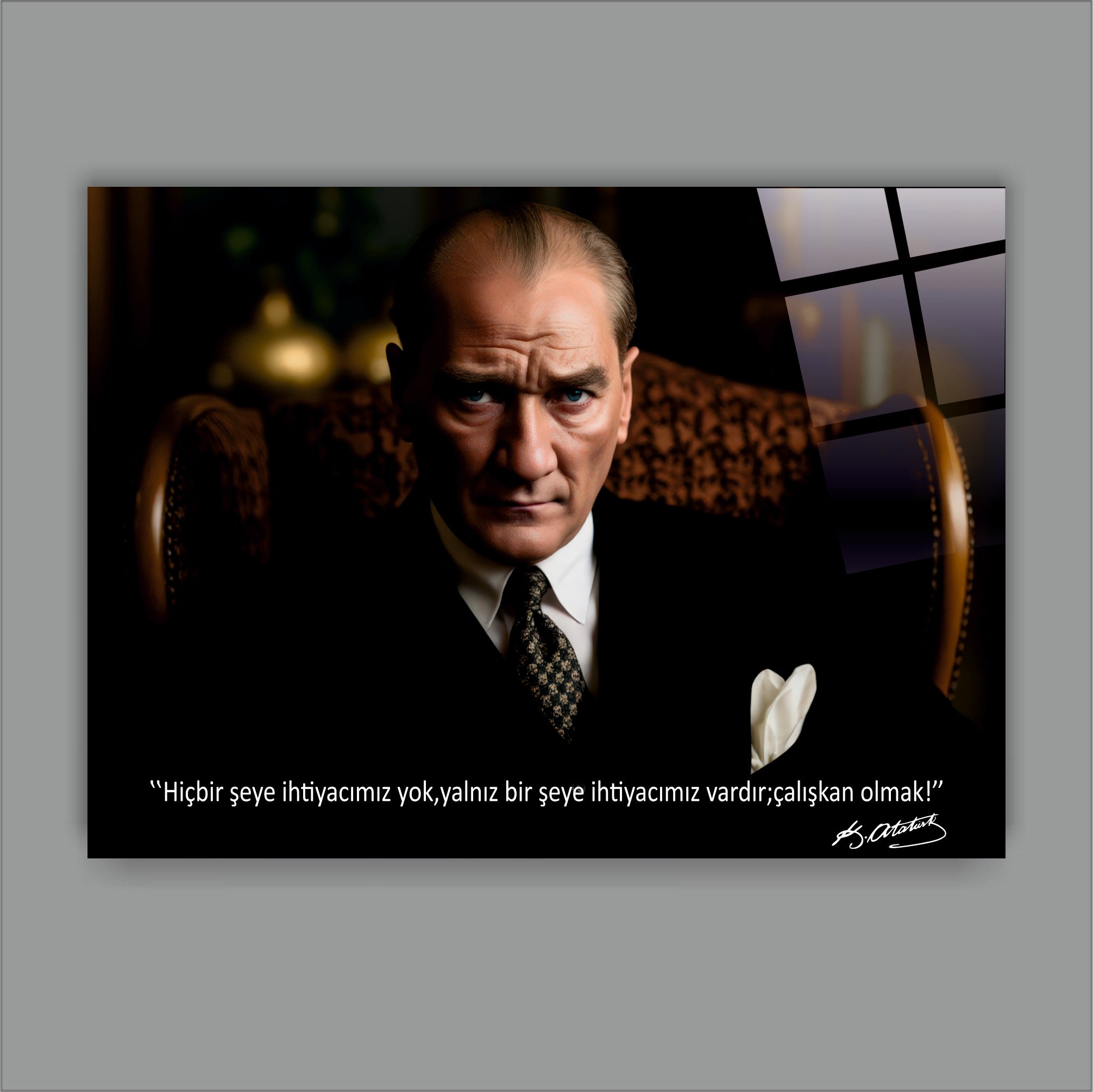 Atatürk Cam Tablo-Çalışkan Olmak Sözlü tablo- Motivasyon Serisi