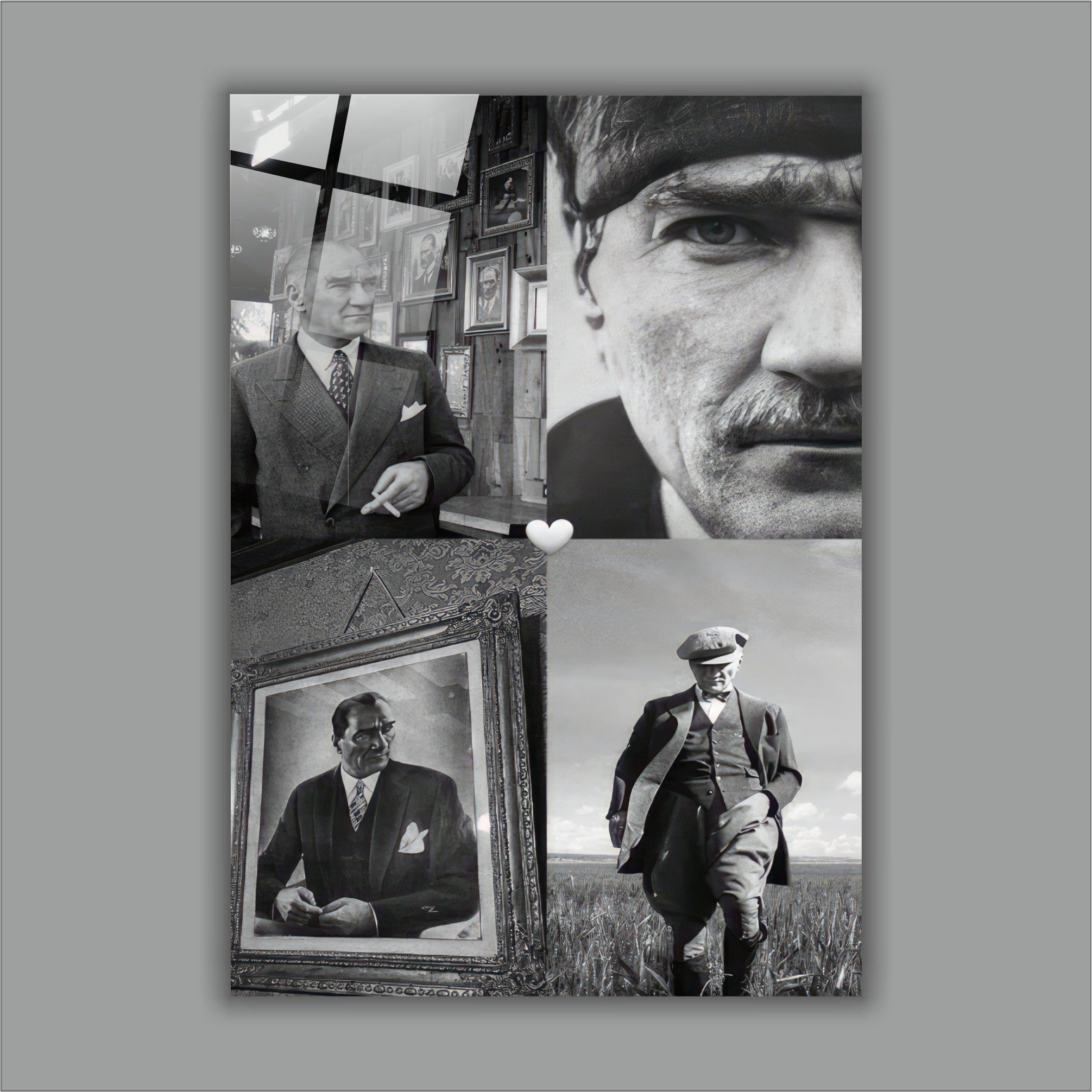 Atatürk Cam Tablo   Kolaj Cam Tablo - Nostaljik Dekor