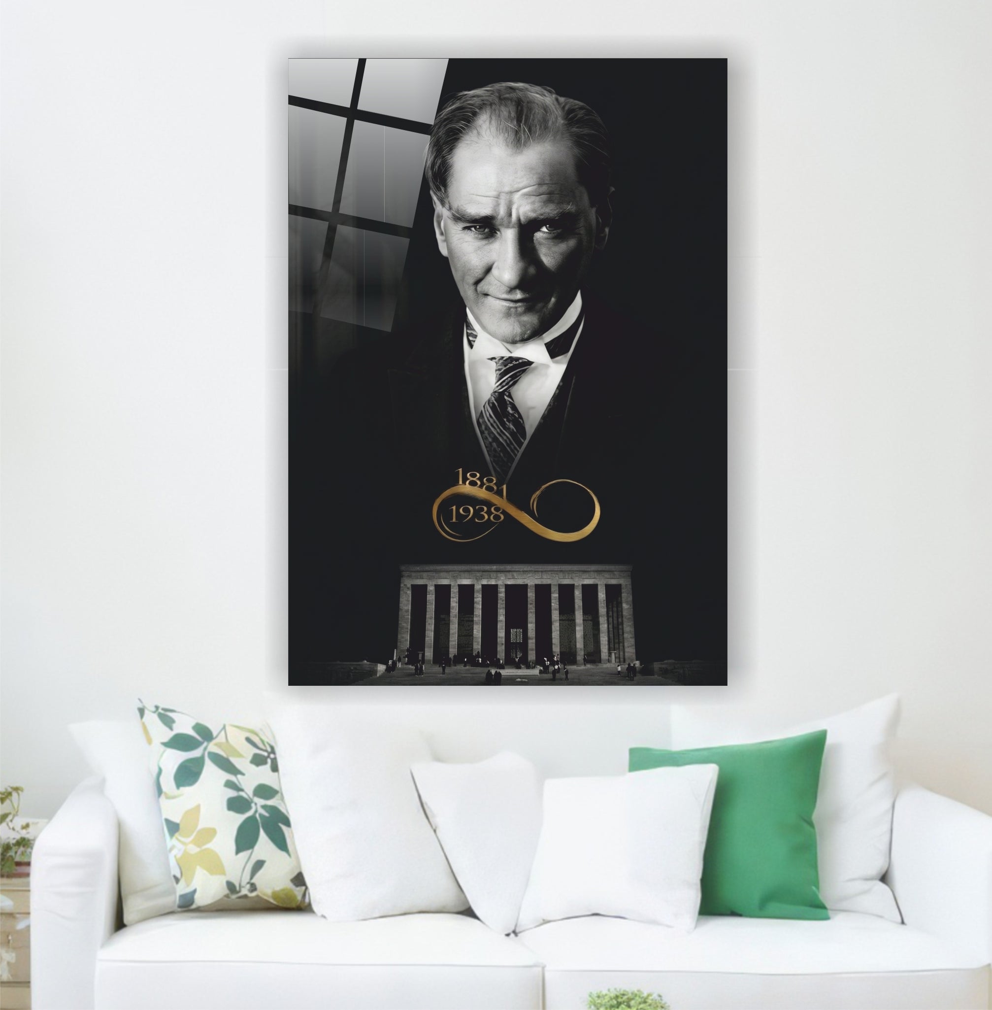 Atatürk Cam Tablo Anıtkabir ve Sonsuzluk Temalı Atatürk -1881-193∞ Özel Tasarım