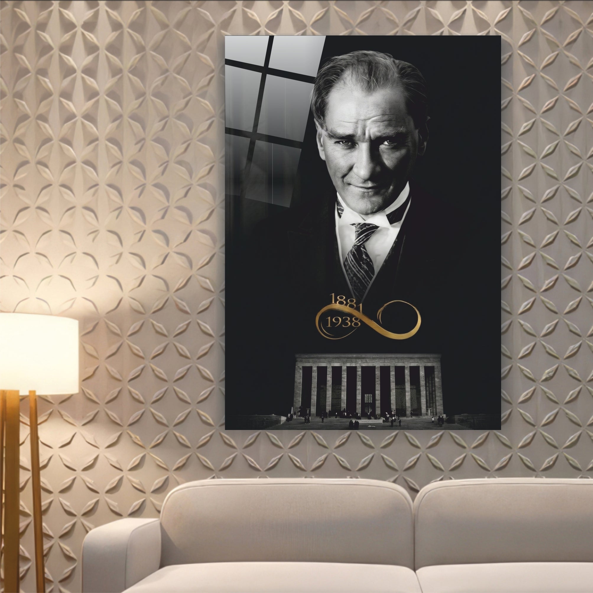 Atatürk Cam Tablo Anıtkabir ve Sonsuzluk Temalı Atatürk -1881-193∞ Özel Tasarım