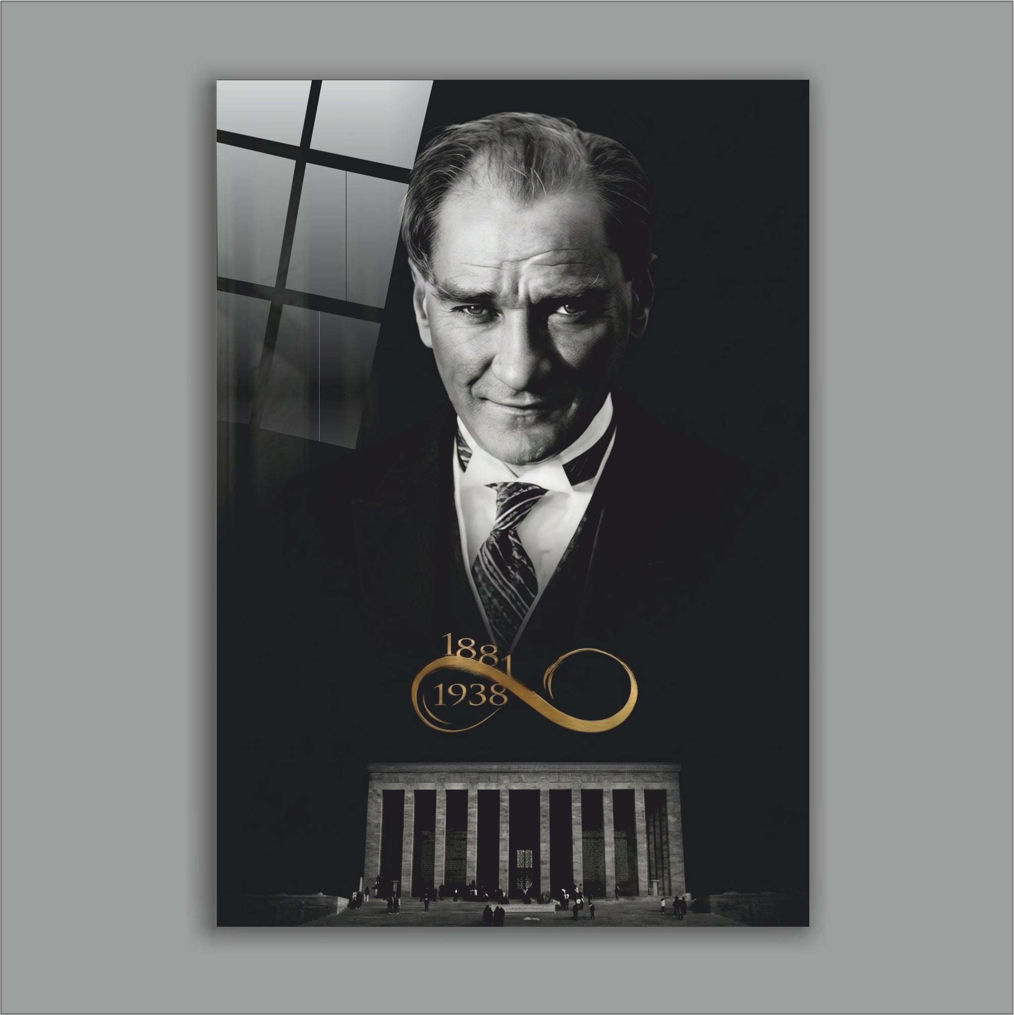 Atatürk Cam Tablo Anıtkabir ve Sonsuzluk Temalı Atatürk -1881-193∞ Özel Tasarım