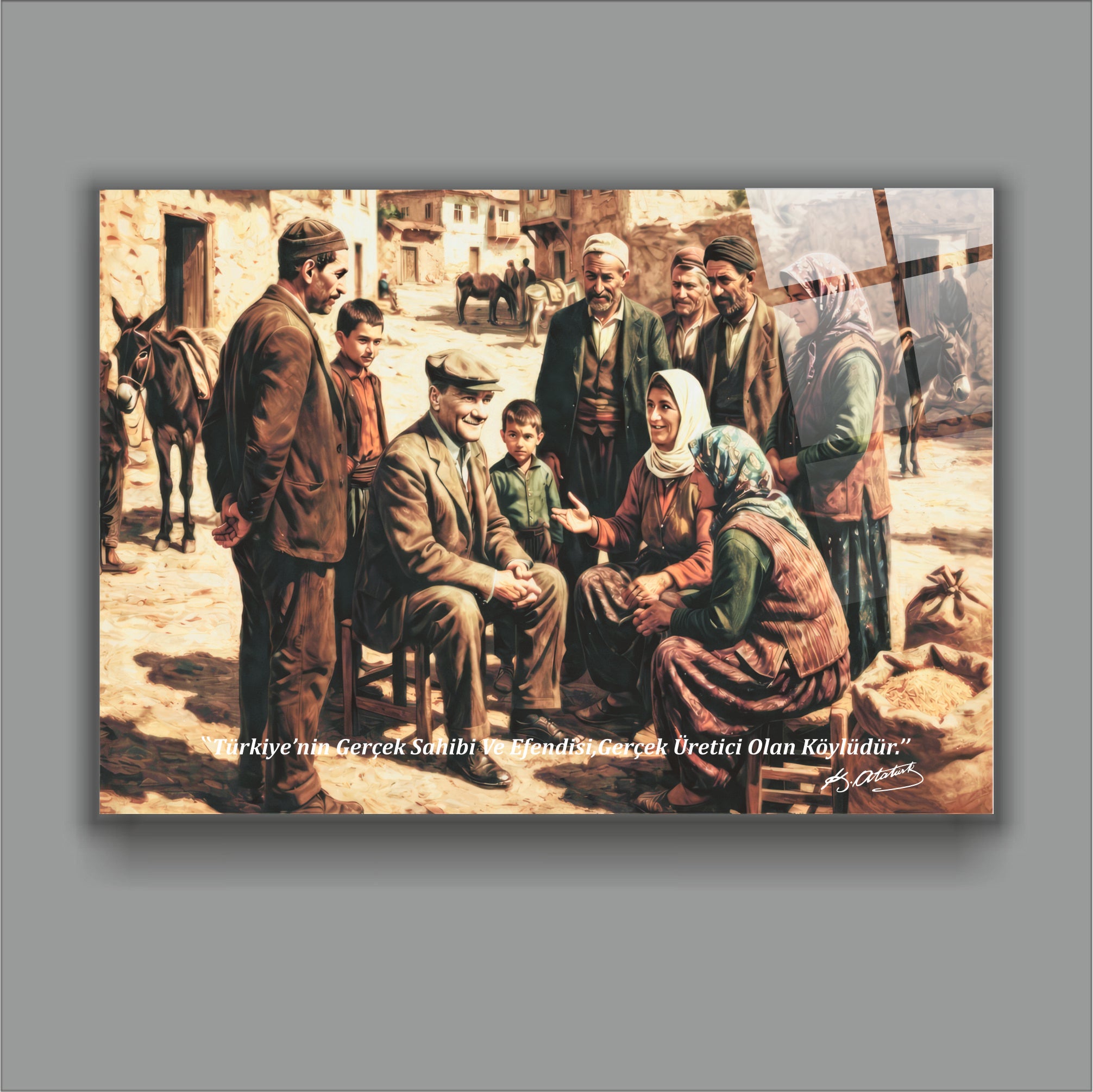 ATA-171 Atatürk Cam Tablo Köylü Milletin Efendisidir Özel Tasarımı
