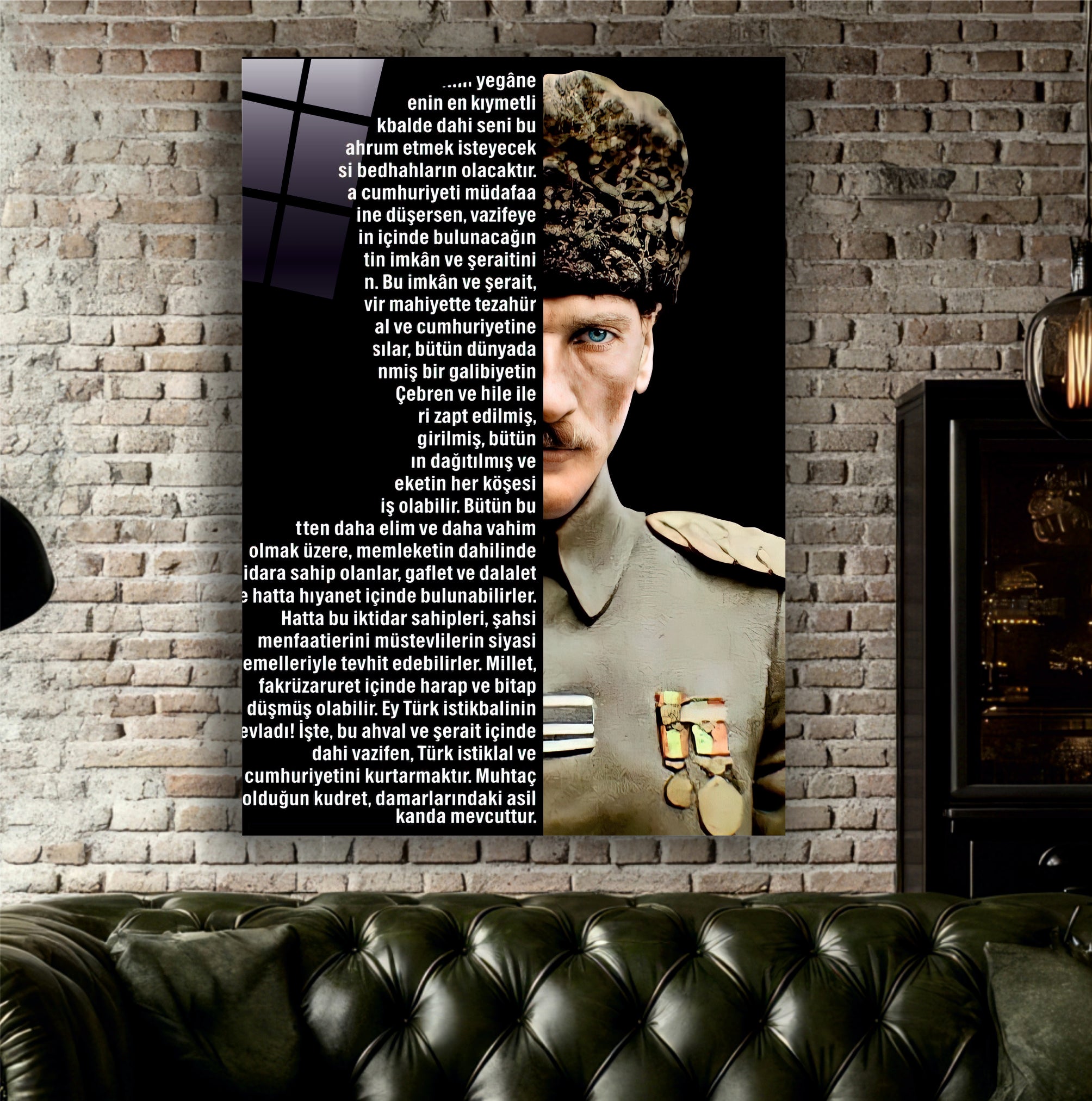 ATA-197 Atatürk Cam Tablo Gençliğe Hitabe Özel Portre Tasarımı