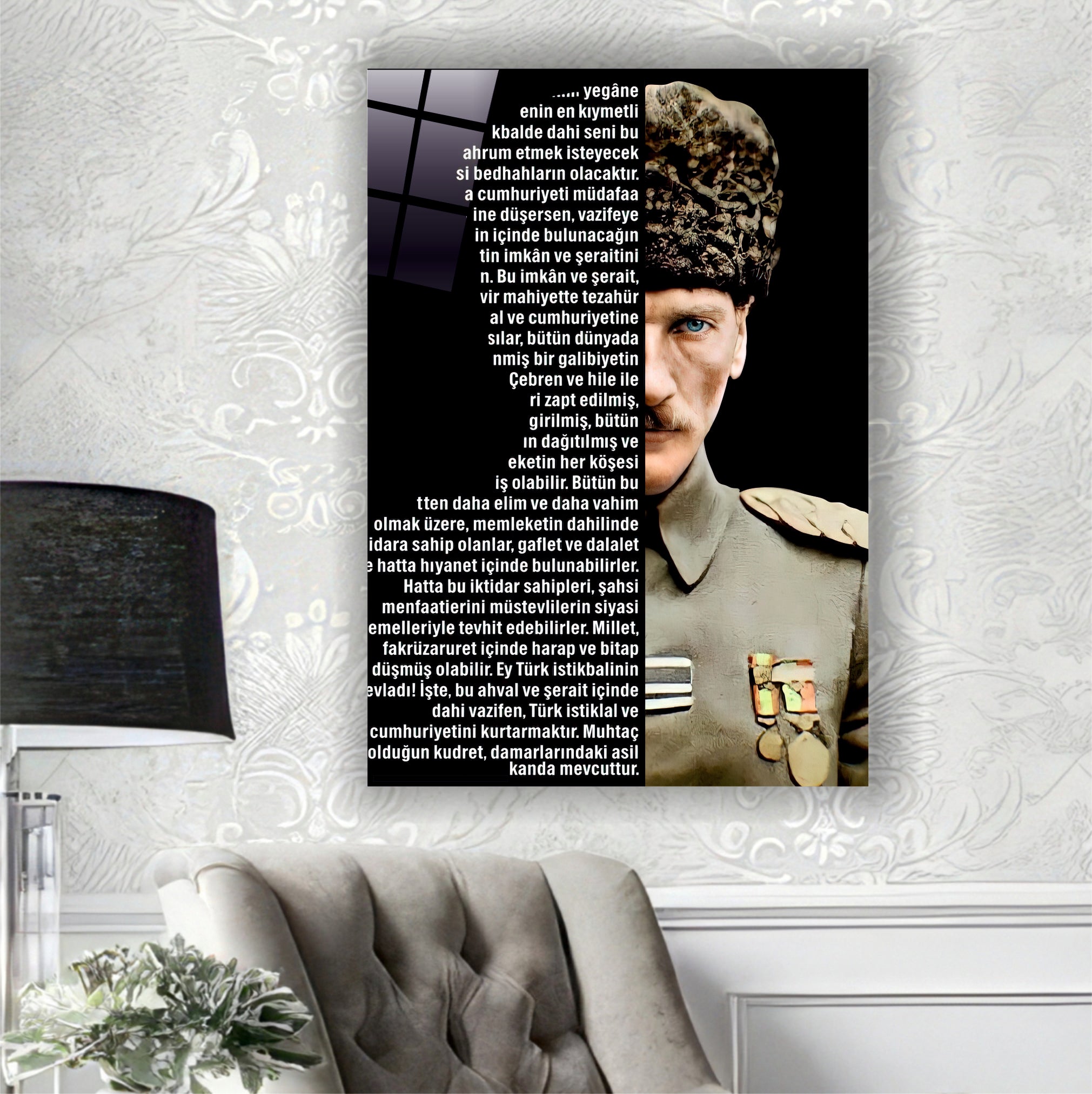 ATA-197 Atatürk Cam Tablo Gençliğe Hitabe Özel Portre Tasarımı