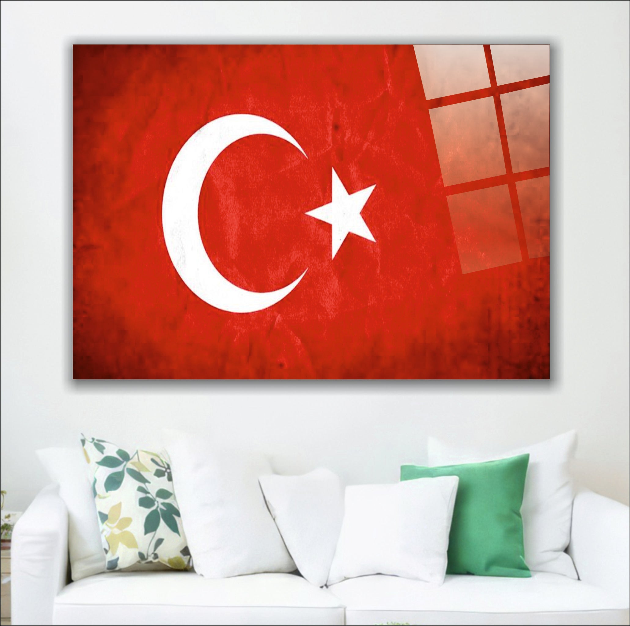BAYRAK-1 Türk Bayrağı Ay Yıldız Kırmızı Zemin Minimal Tasarım