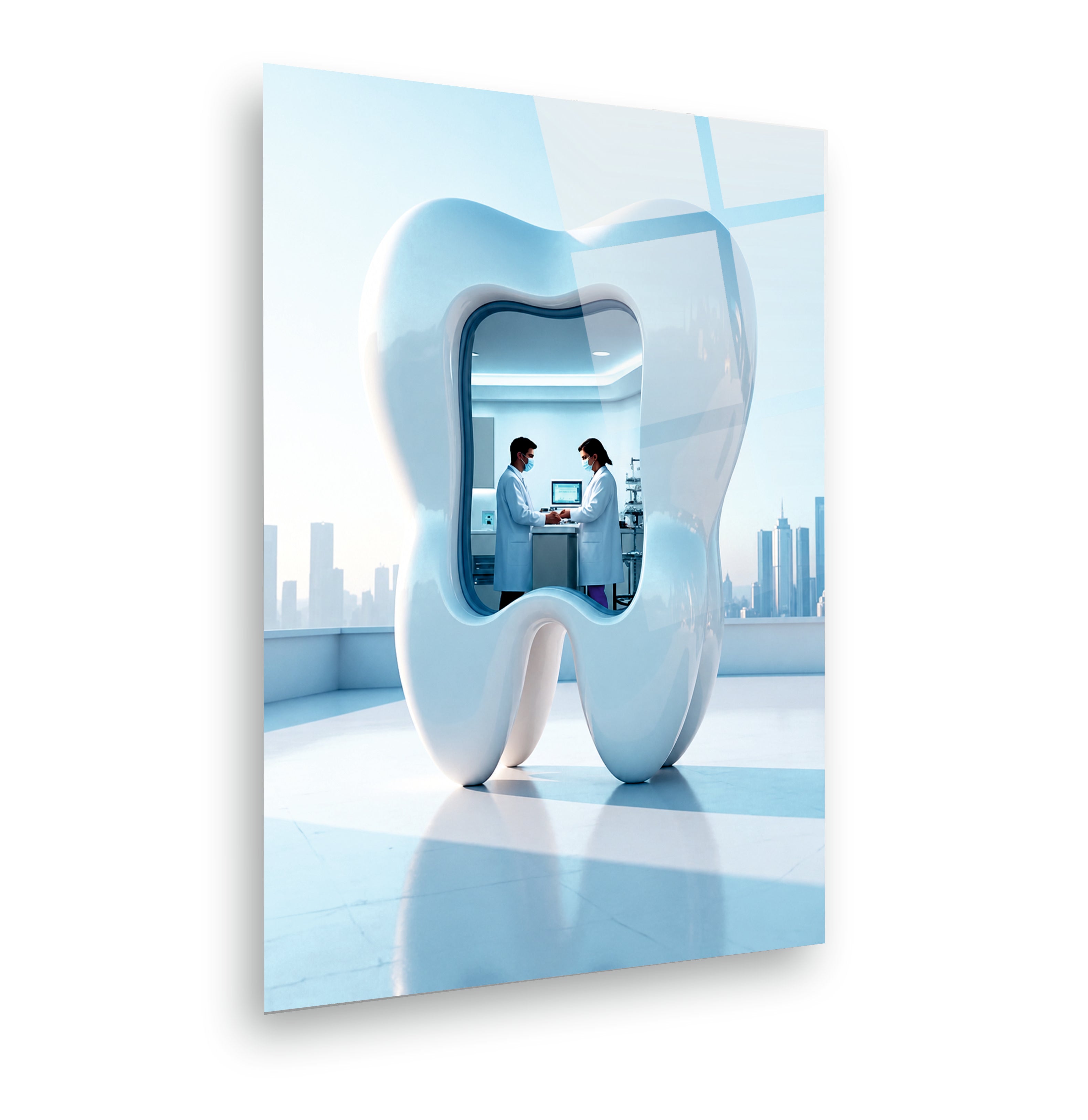 DİŞ-32 Modern Diş Kliniği ve Diş Hekimliği Temalı Cam Tablo