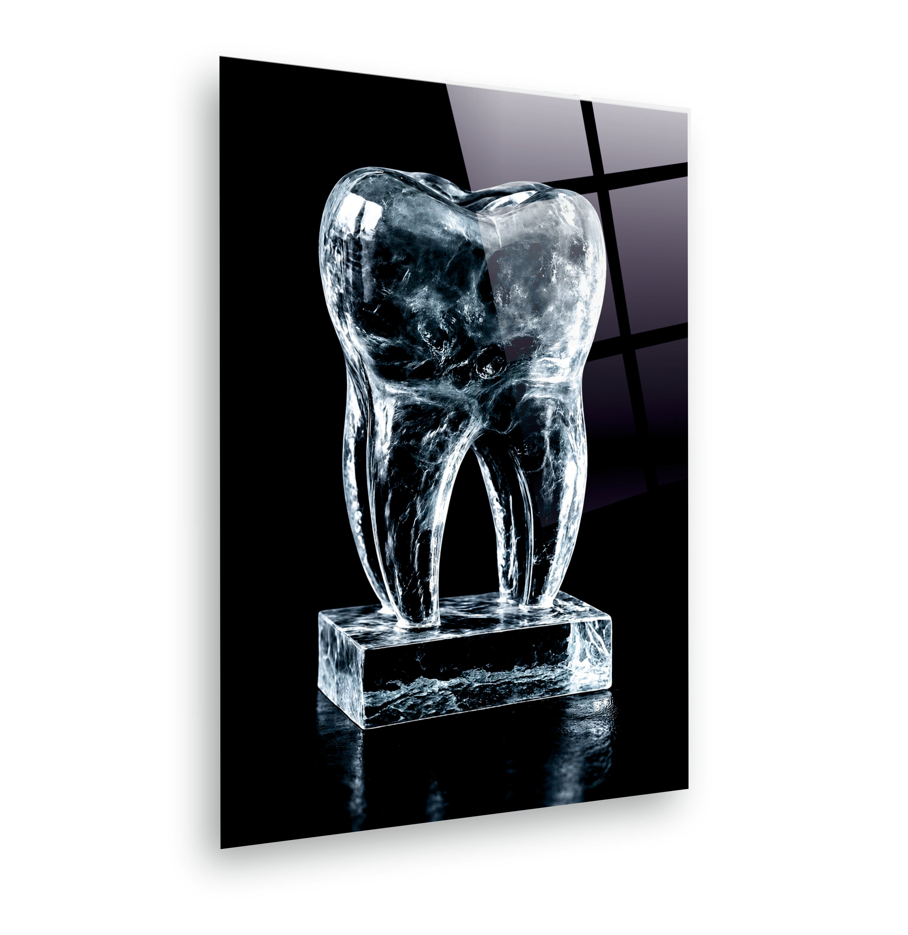 DİŞ-33 Kristal Cam Diş Heykeli ve Modern Diş Temalı Cam Tablo