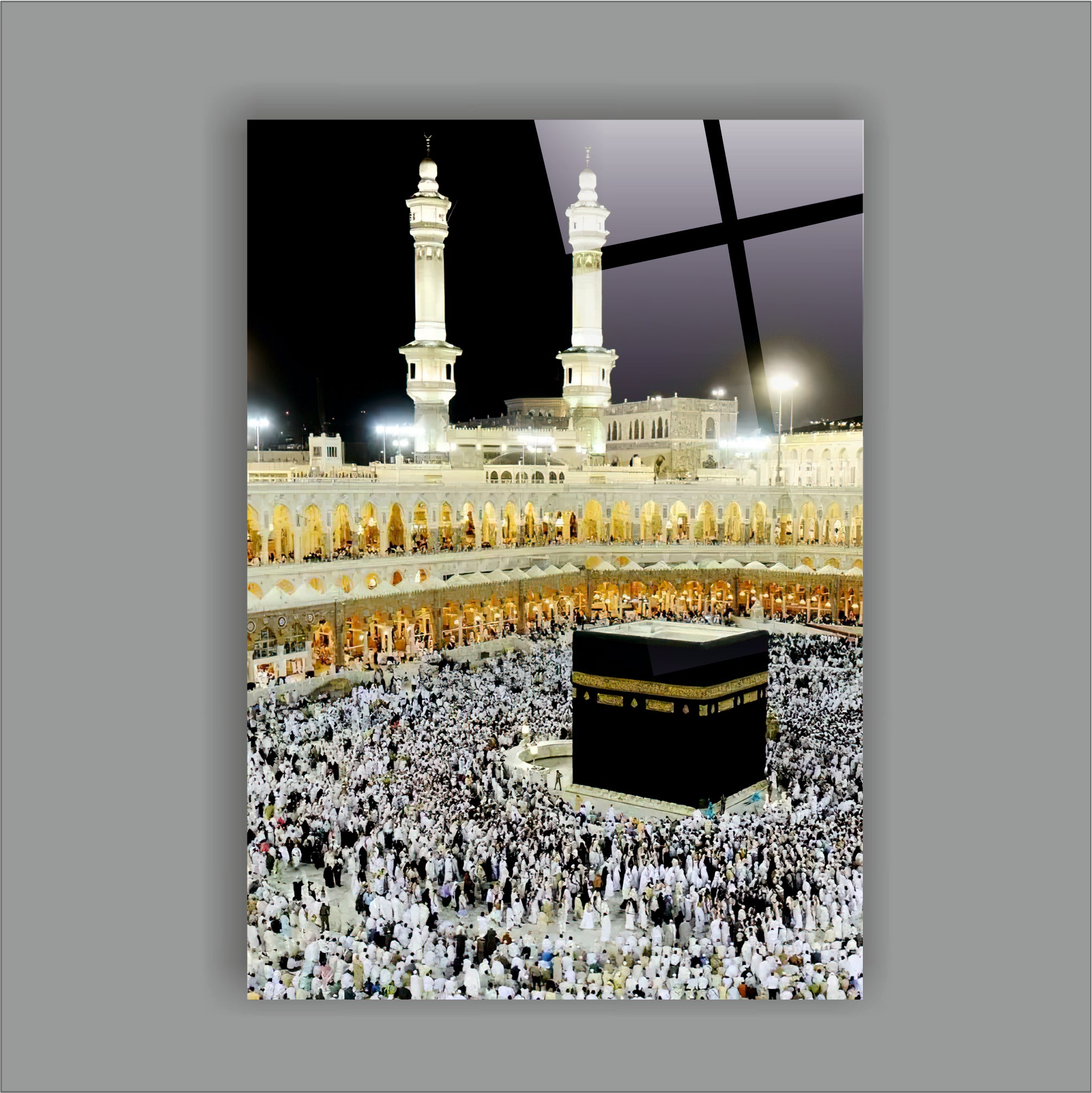 Kabe-i Şerif Manzaralı Cam Tablo