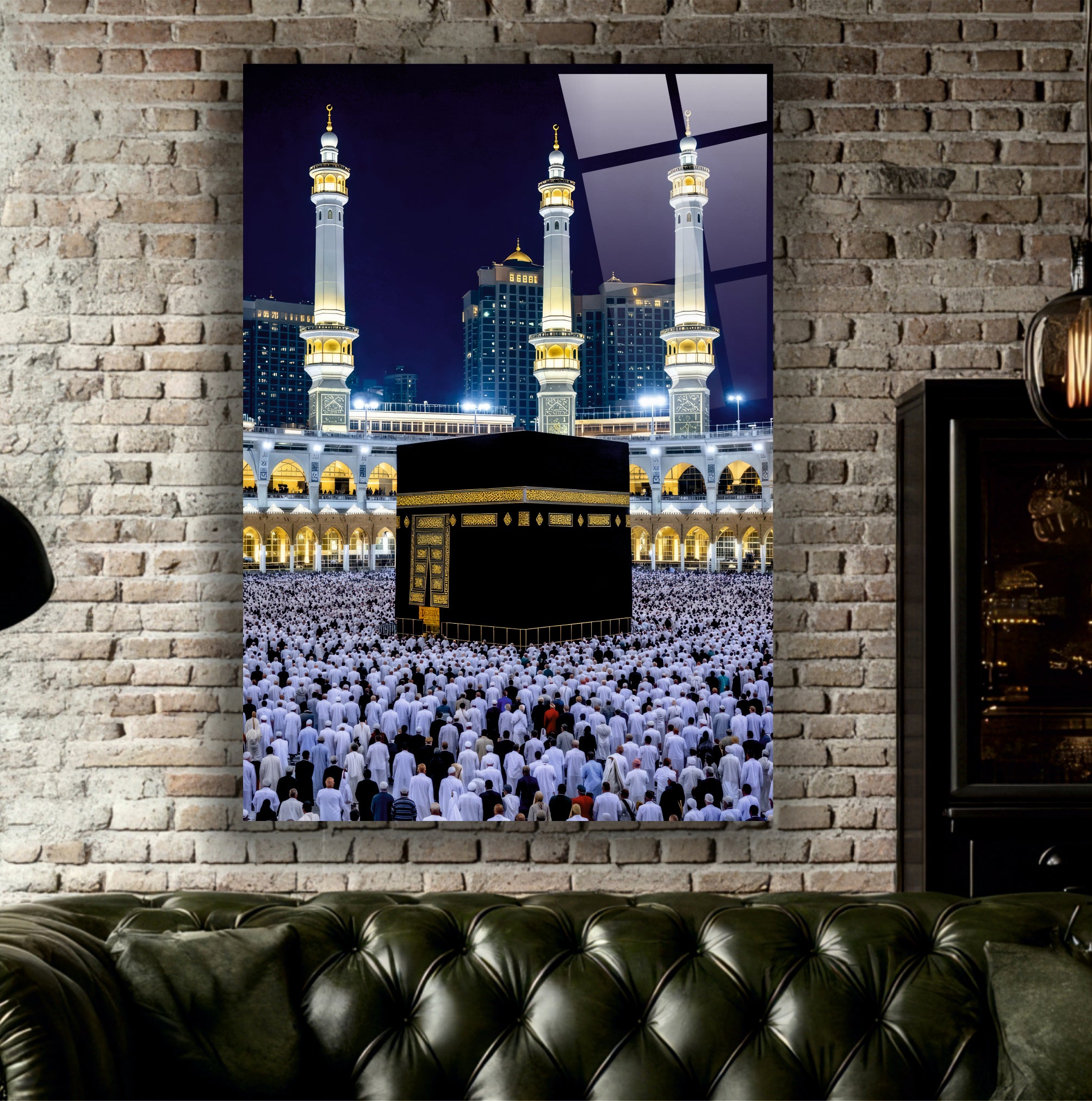 DİNİ-87 Kâbe Gece Görünümü Cam Tablo Mescid-i Haram Panoramik Tasarımı
