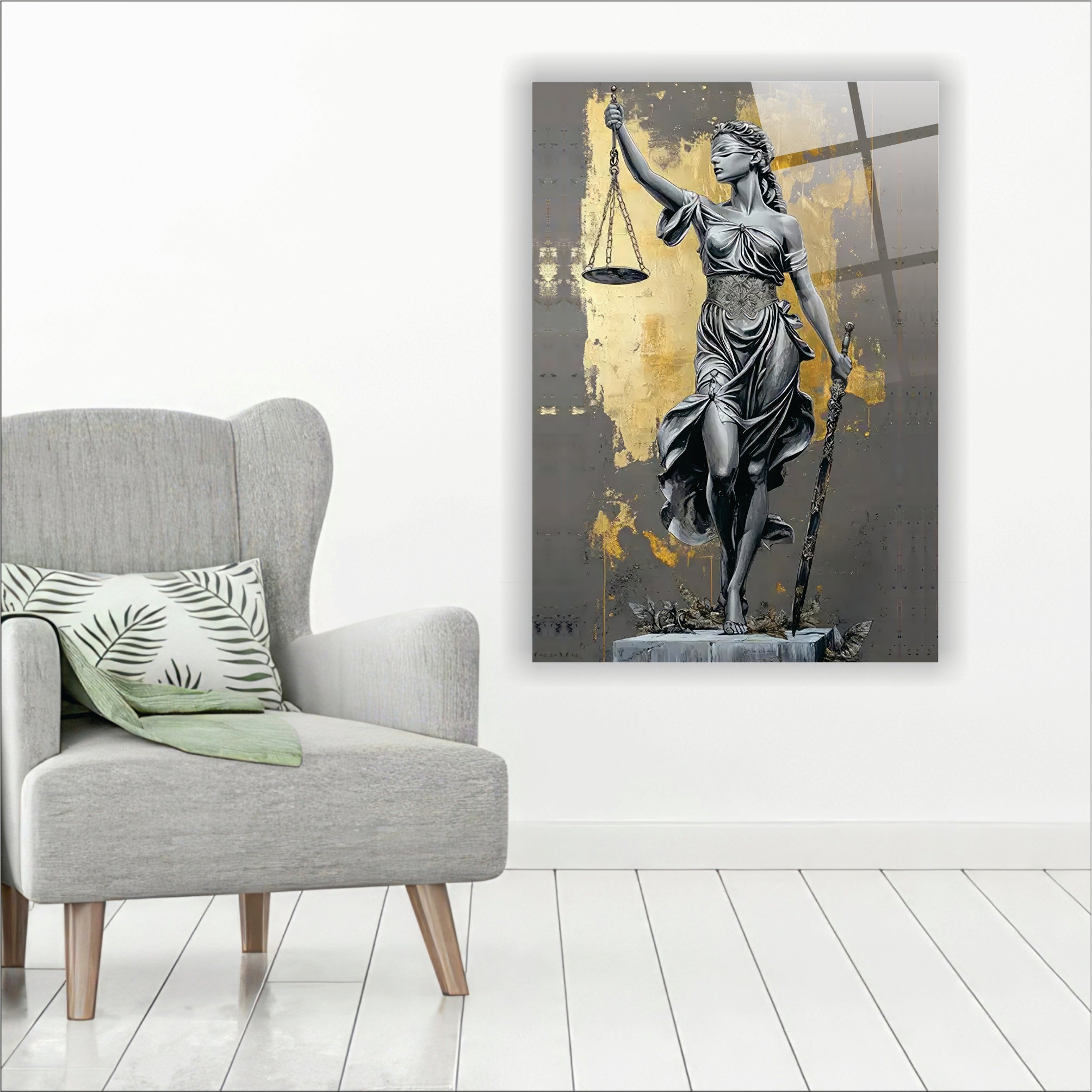 Hukuk Serisi Altın Varak Cam Tablo