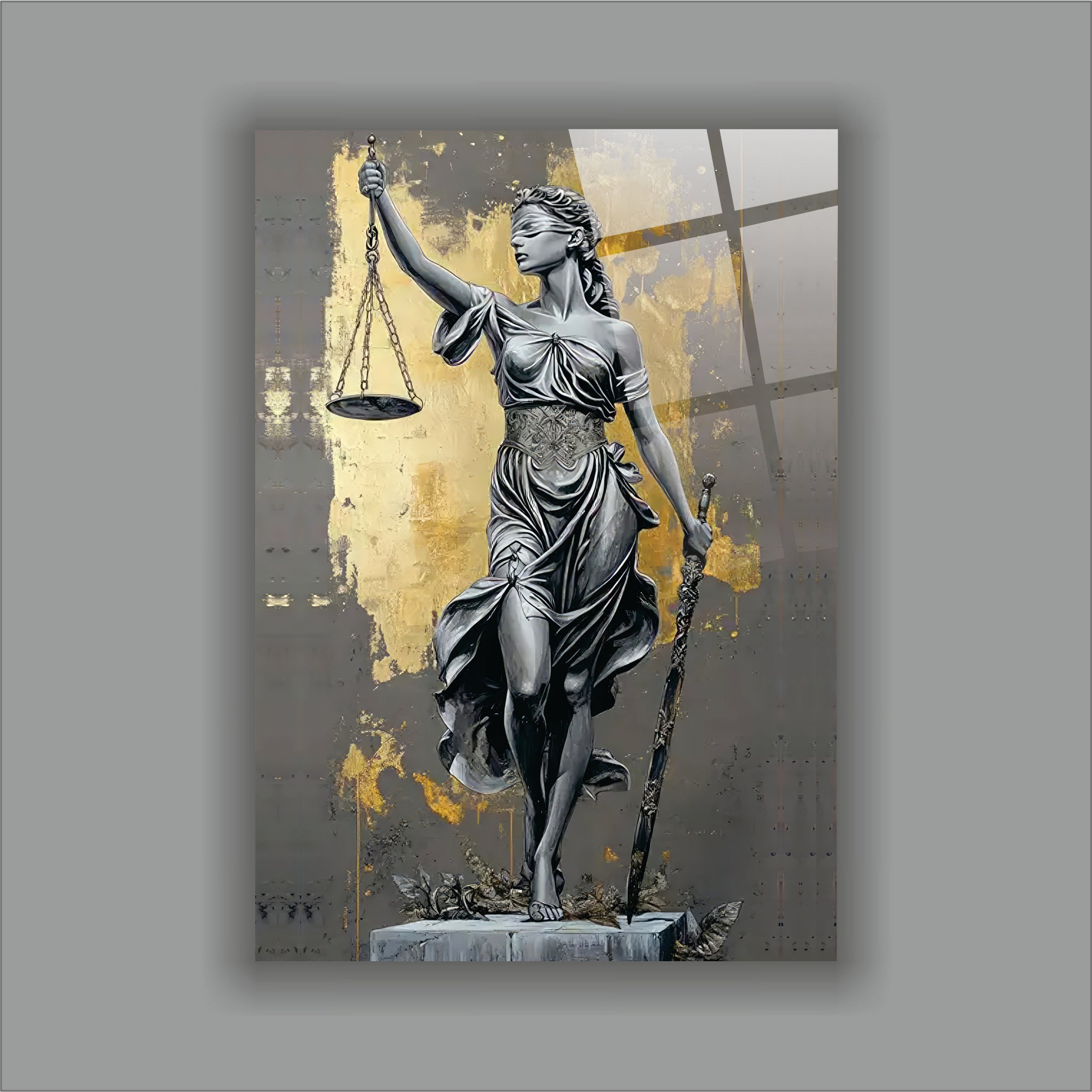 Hukuk Serisi Altın Varak Cam Tablo