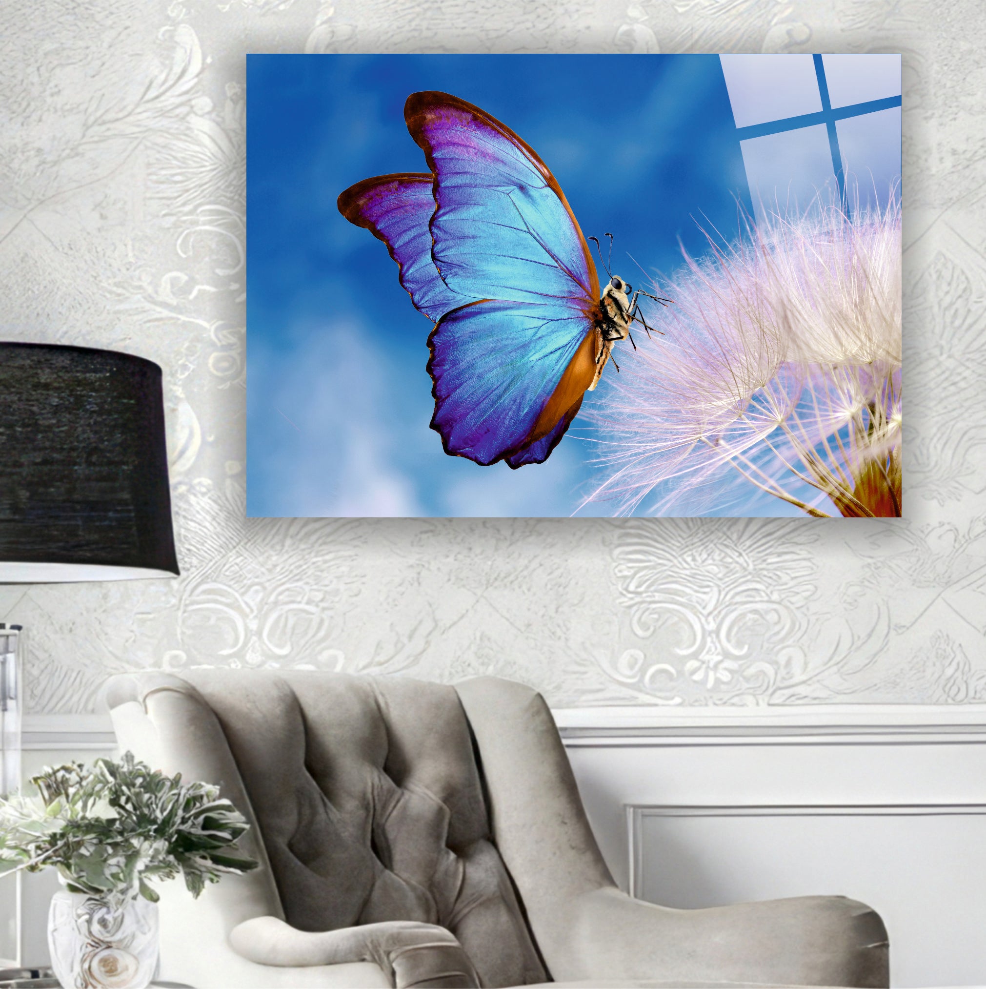 KELEBEK-3 Mavi Morpho Kelebeği ve Karahindiba