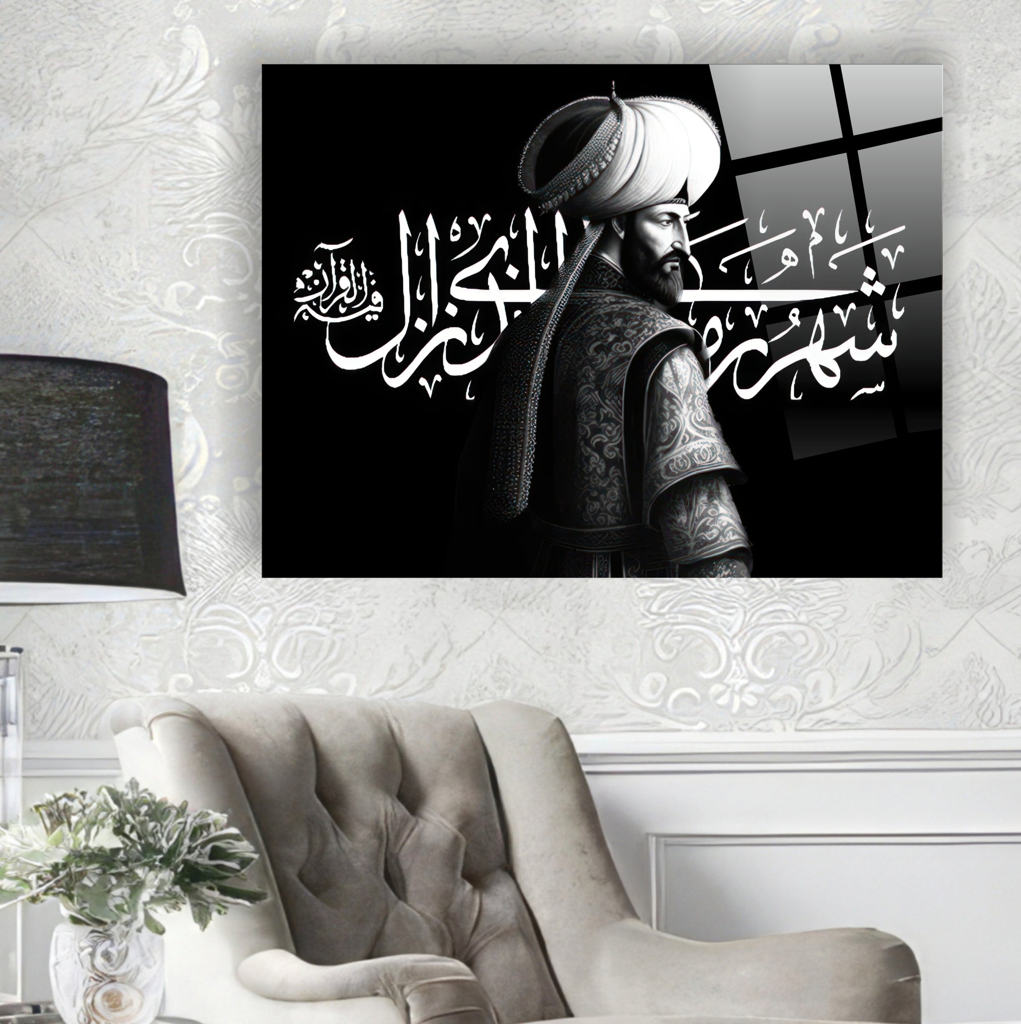 OSMANLI-13 Kanuni Sultan Süleyman Hat Sanatı Dekoratif Osmanlı Cam Tablo