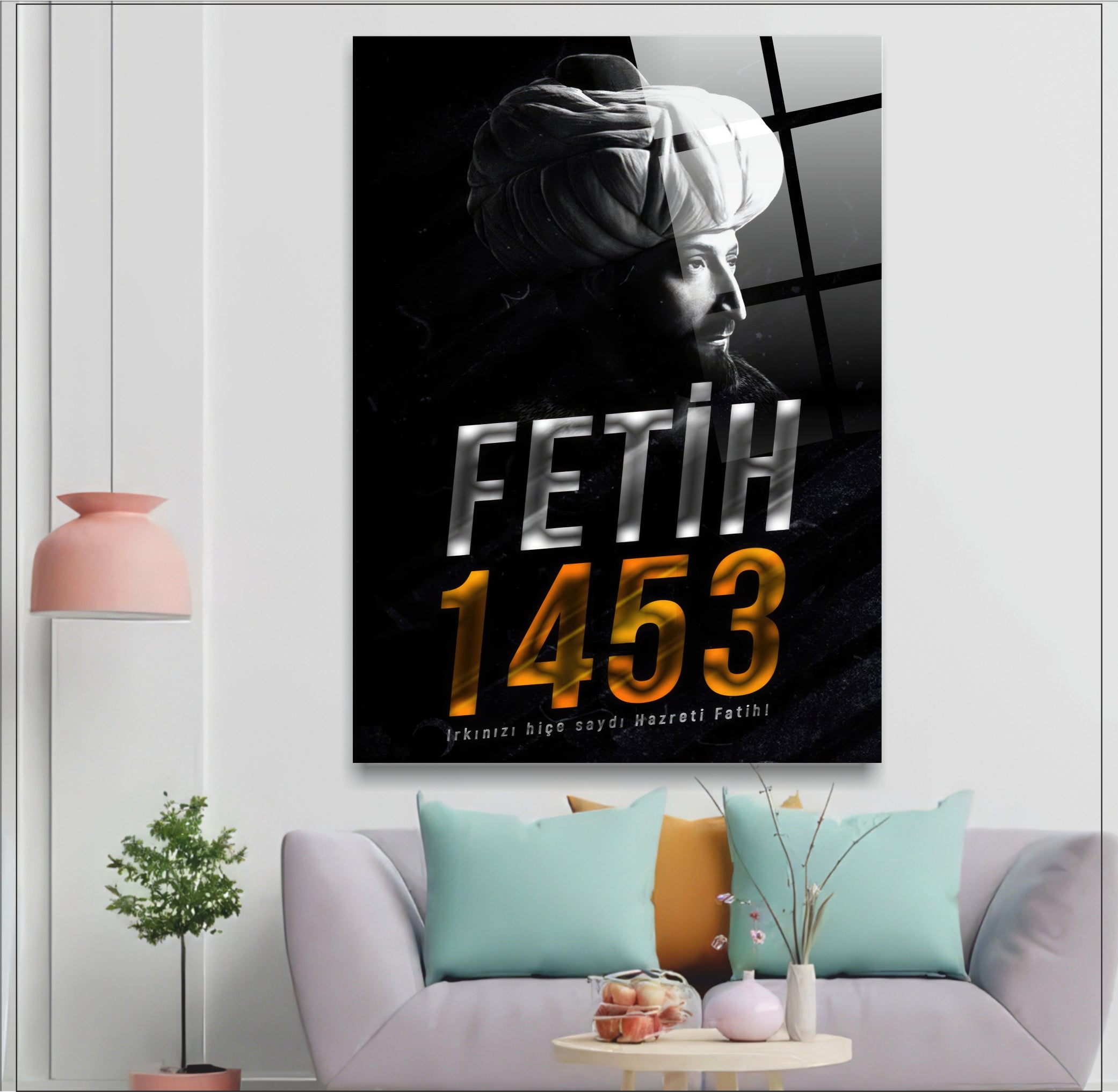OSMANLI-33 Fatih Sultan Mehmet 1453 İstanbul'un Fethi 4 mm Temperli UV Baskılı Cam Tablo