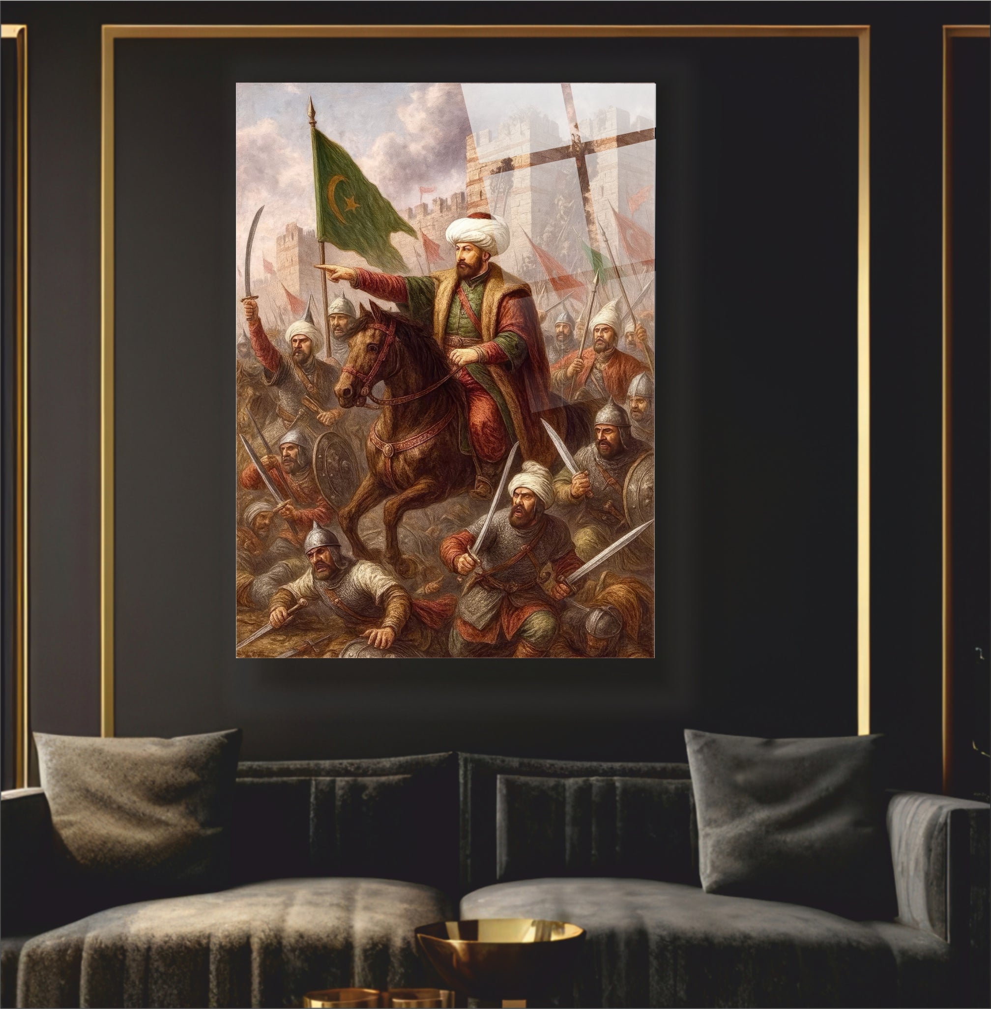 OSMANLI-35 Fatih Sultan Mehmet İstanbul'un Fethi 4 mm Temperli UV Baskılı Cam Tablo