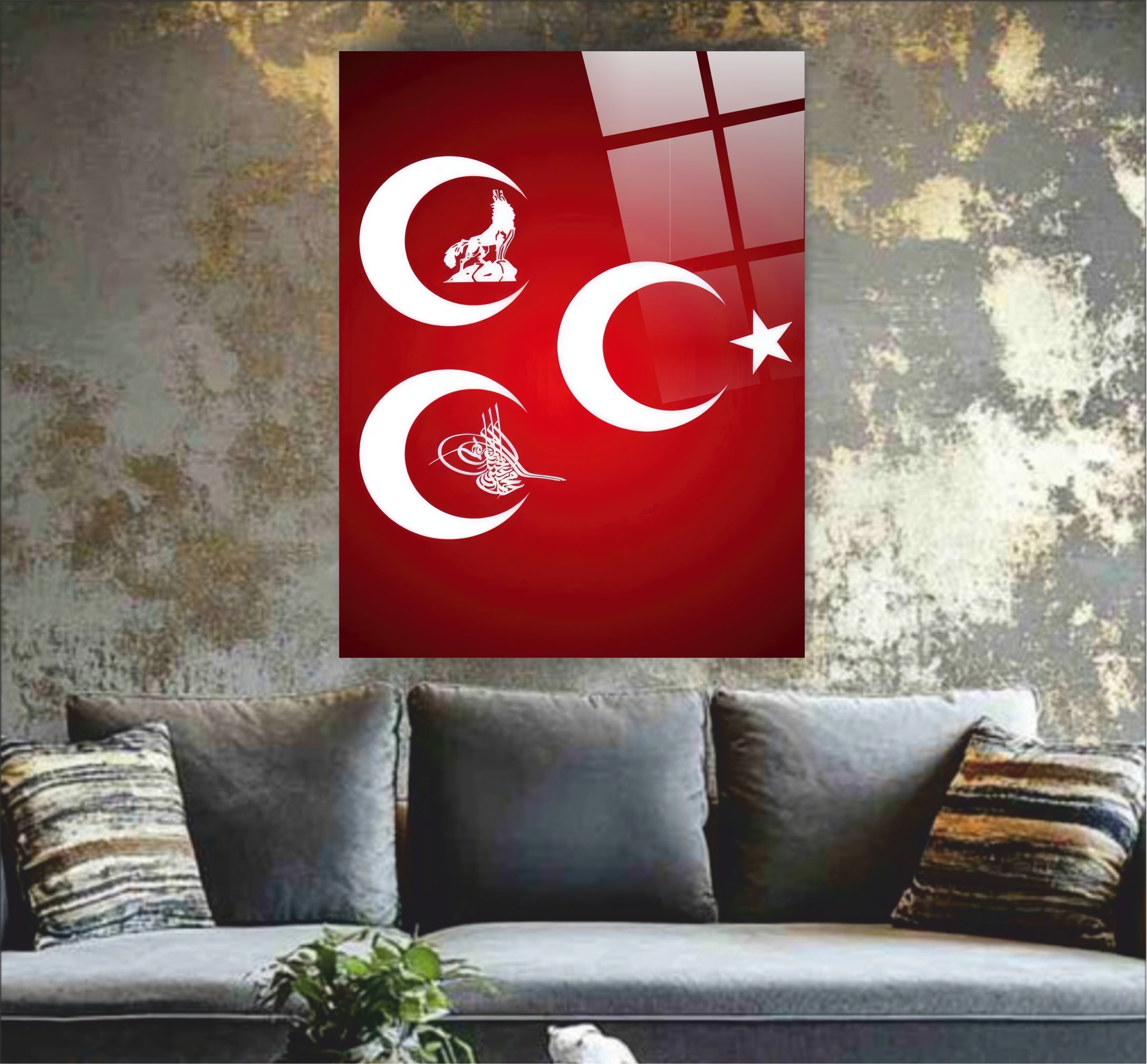 OSMANLI-67 Türk Devletleri Ay Yıldız Tuğra ve Bozkurt Sembol Tasarımı