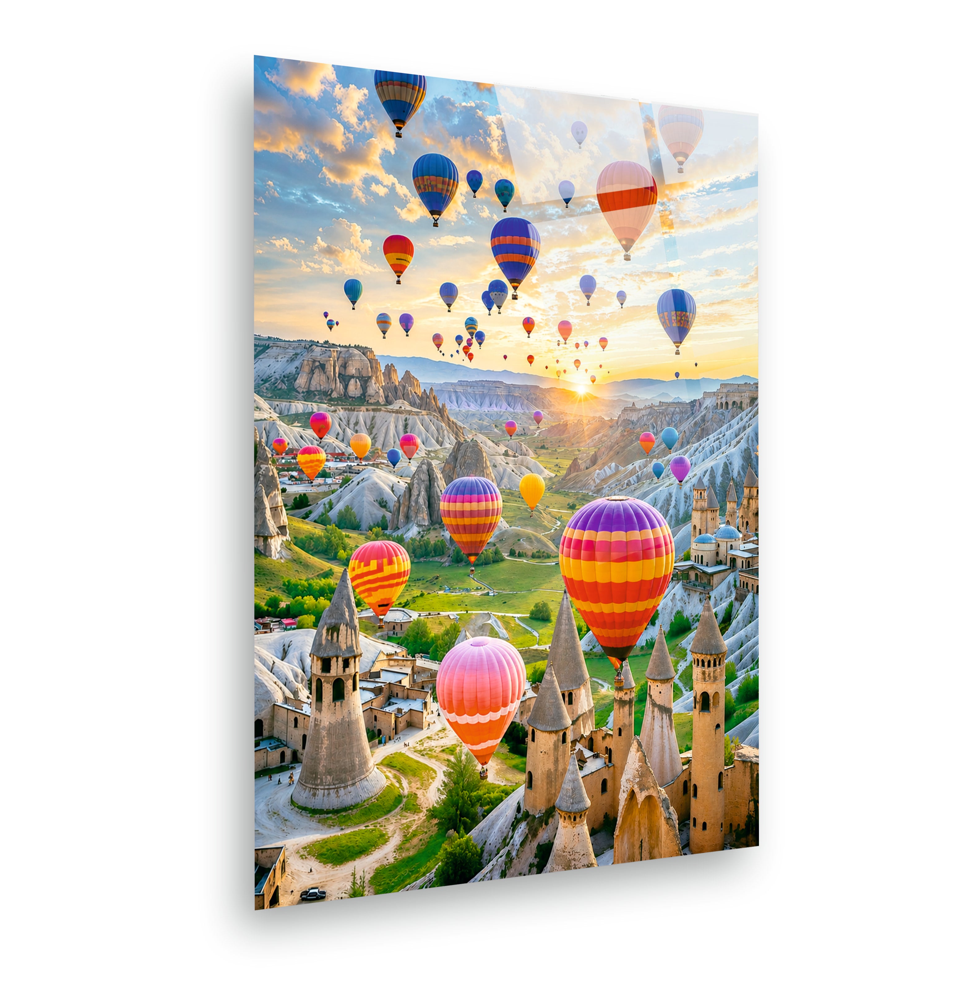 POPÜLER-110 Kapadokya Balonları ve Gün Doğumu Cam Tablo