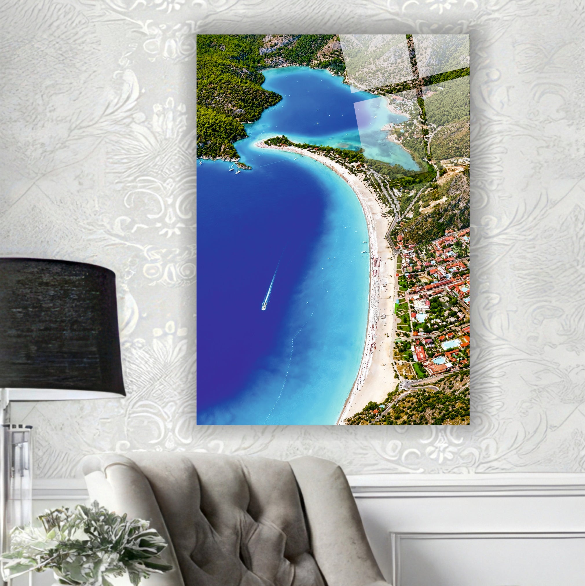 POPÜLER-115 Ölüdeniz Lagünü ve Turkuaz Sahil Cam Tablo