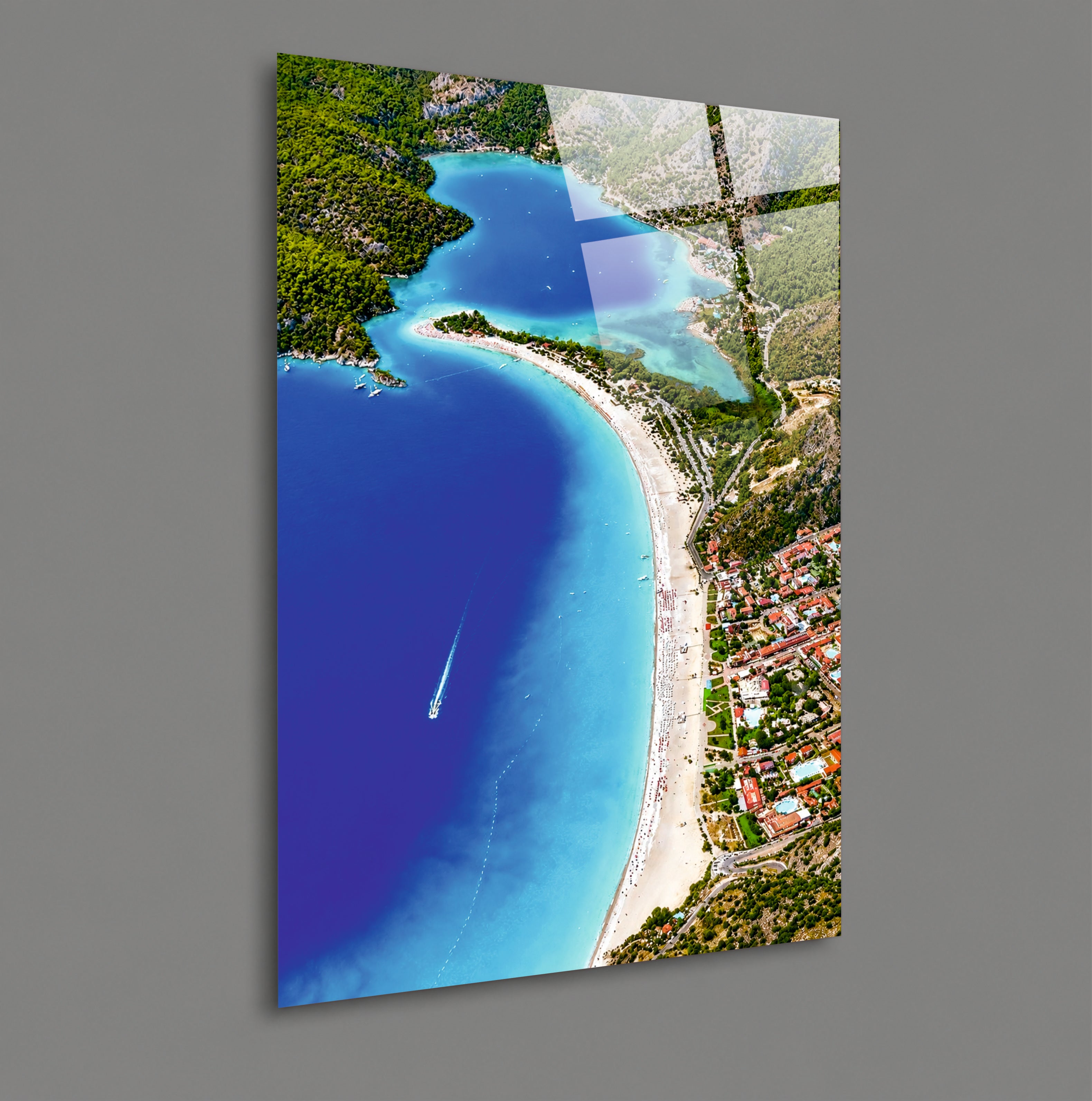 POPÜLER-115 Ölüdeniz Lagünü ve Turkuaz Sahil Cam Tablo