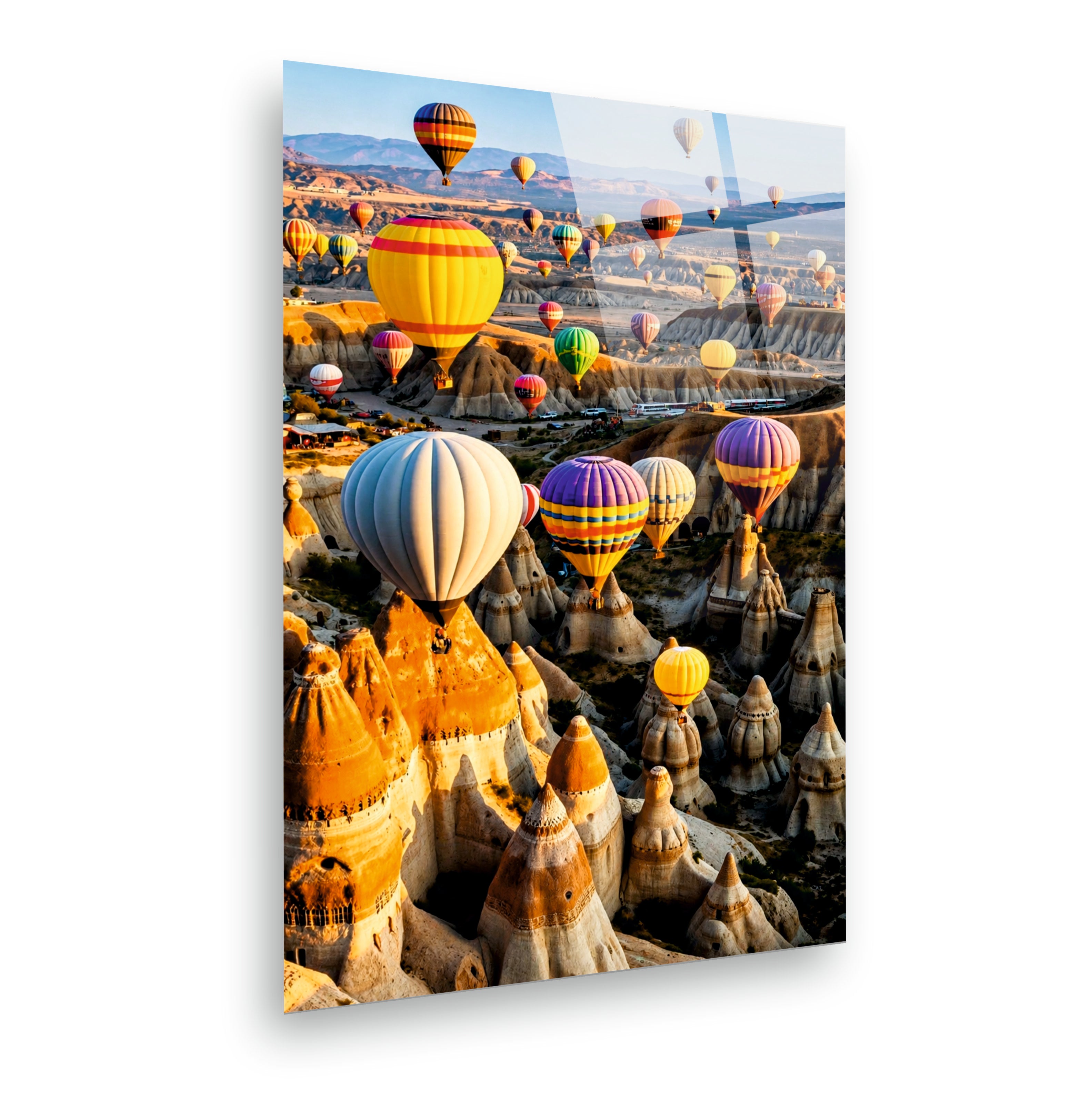 POPÜLER-120 Kapadokya Balonları ve Peri Bacaları Cam Tablo
