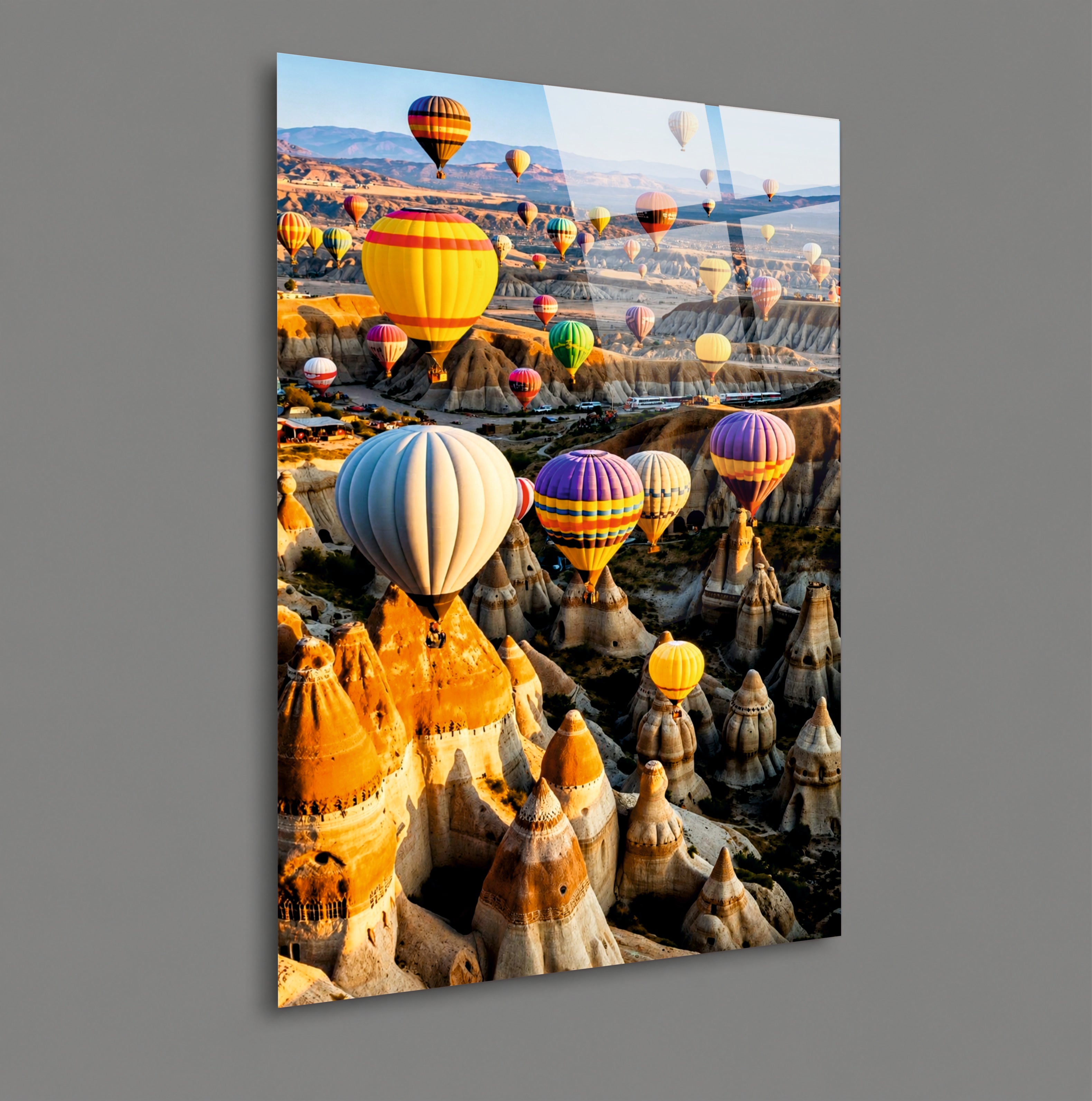 POPÜLER-120 Kapadokya Balonları ve Peri Bacaları Cam Tablo