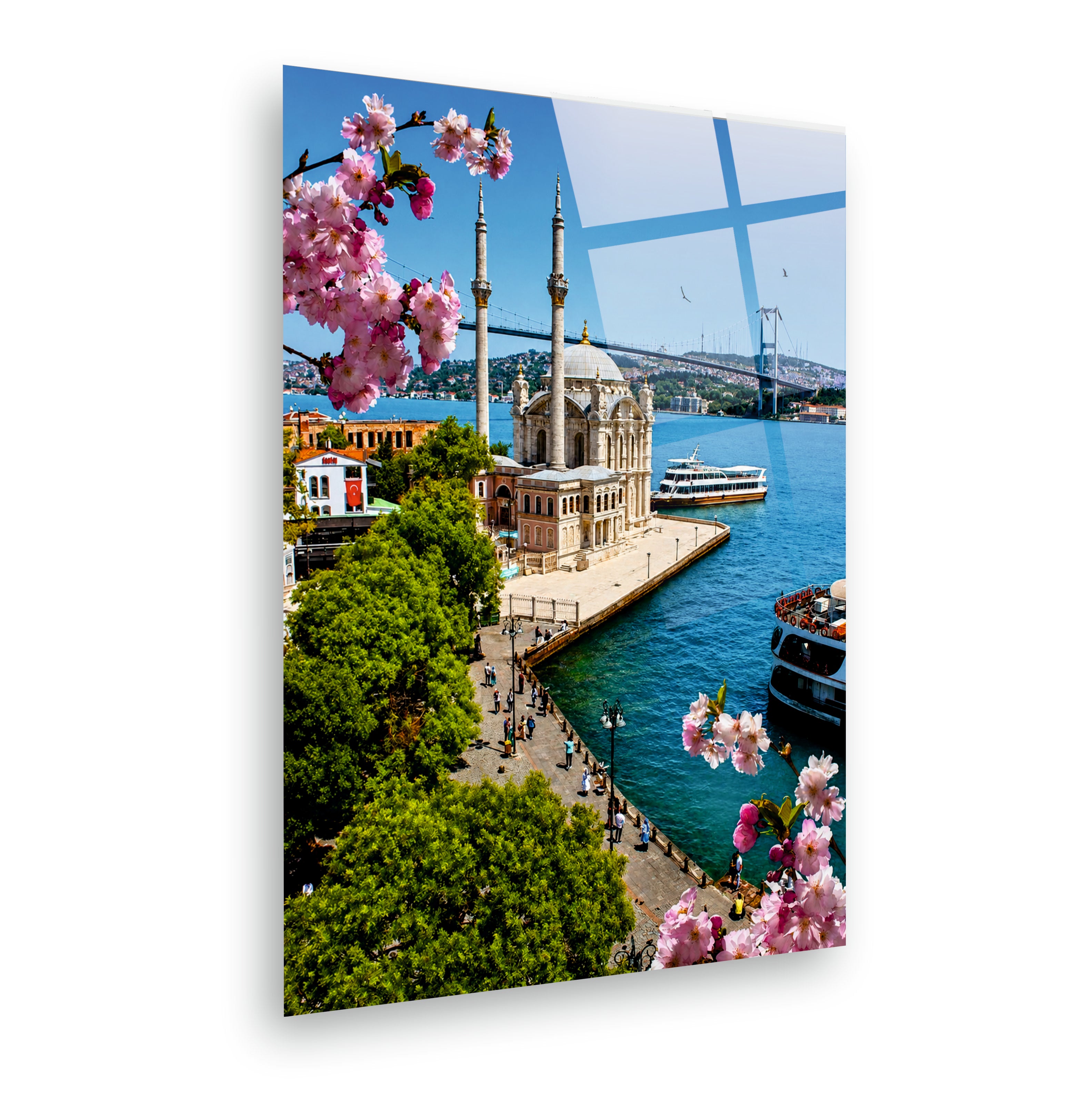 POPÜLER-132 Boğaz Köprüsü ve Ortaköy Camii Manzaralı Cam Tablo