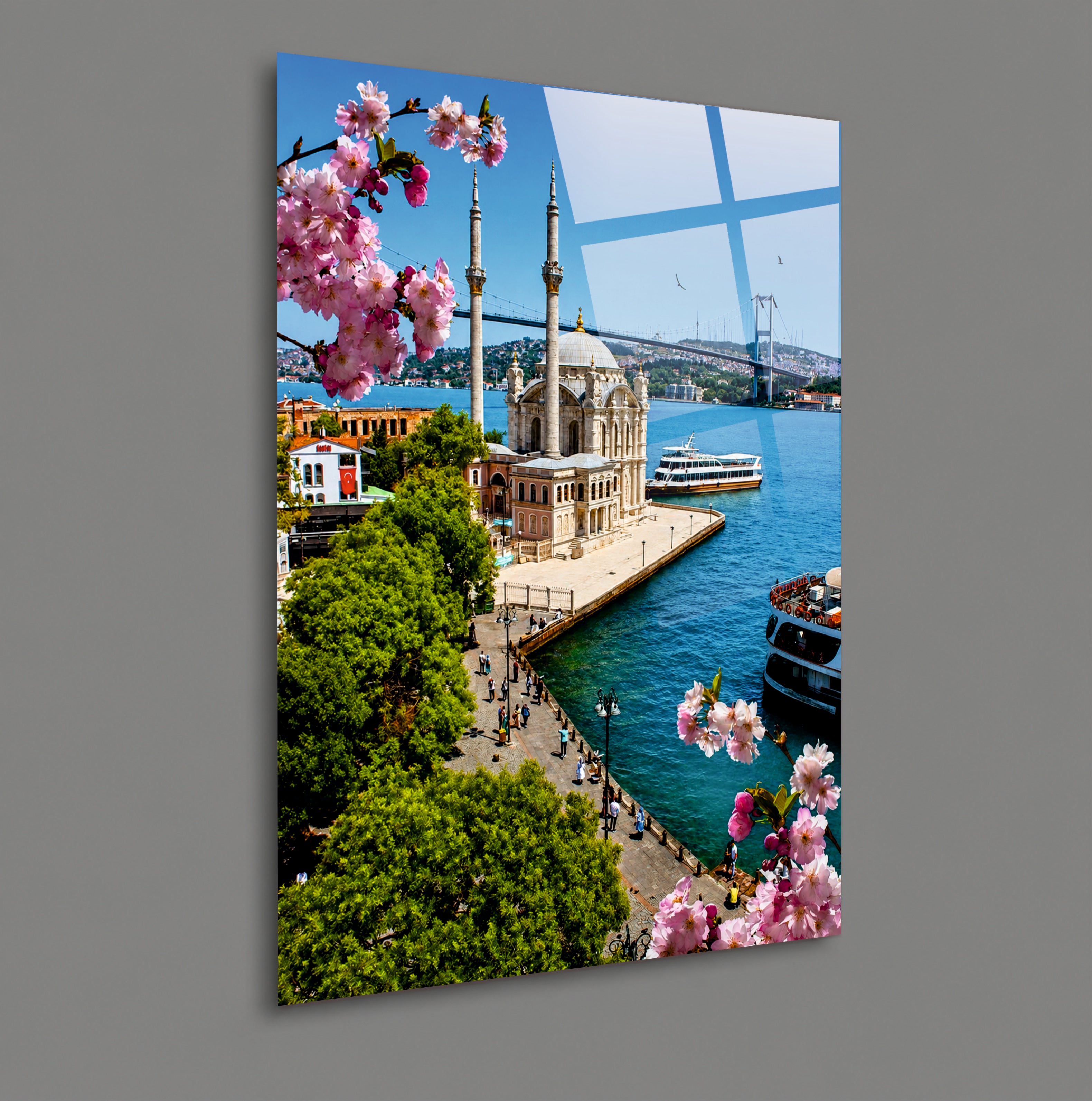 POPÜLER-132 Boğaz Köprüsü ve Ortaköy Camii Manzaralı Cam Tablo