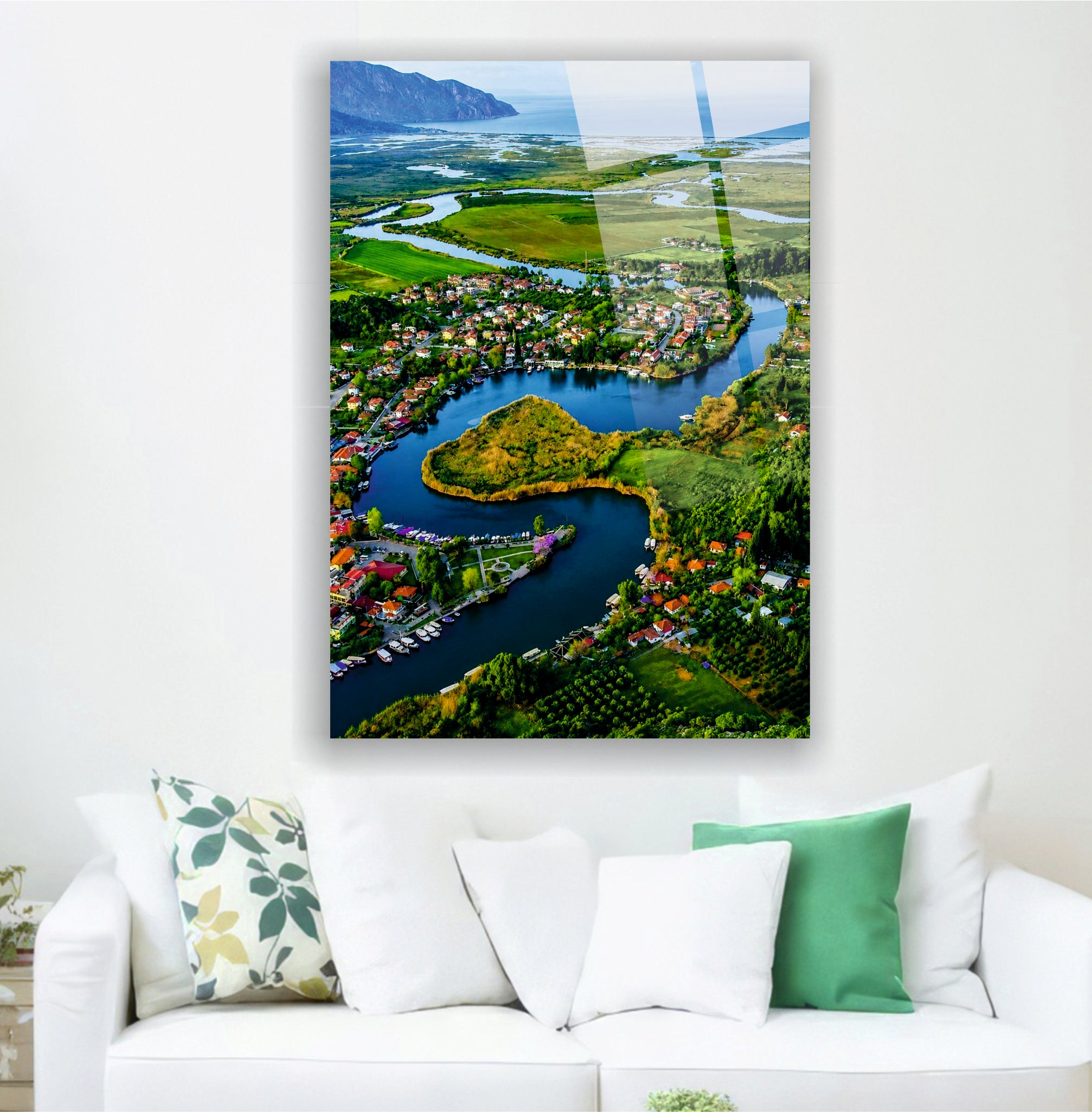 POPÜLER-136 Akyaka Azmak Nehri ve Doğa Manzaralı Cam Tablo