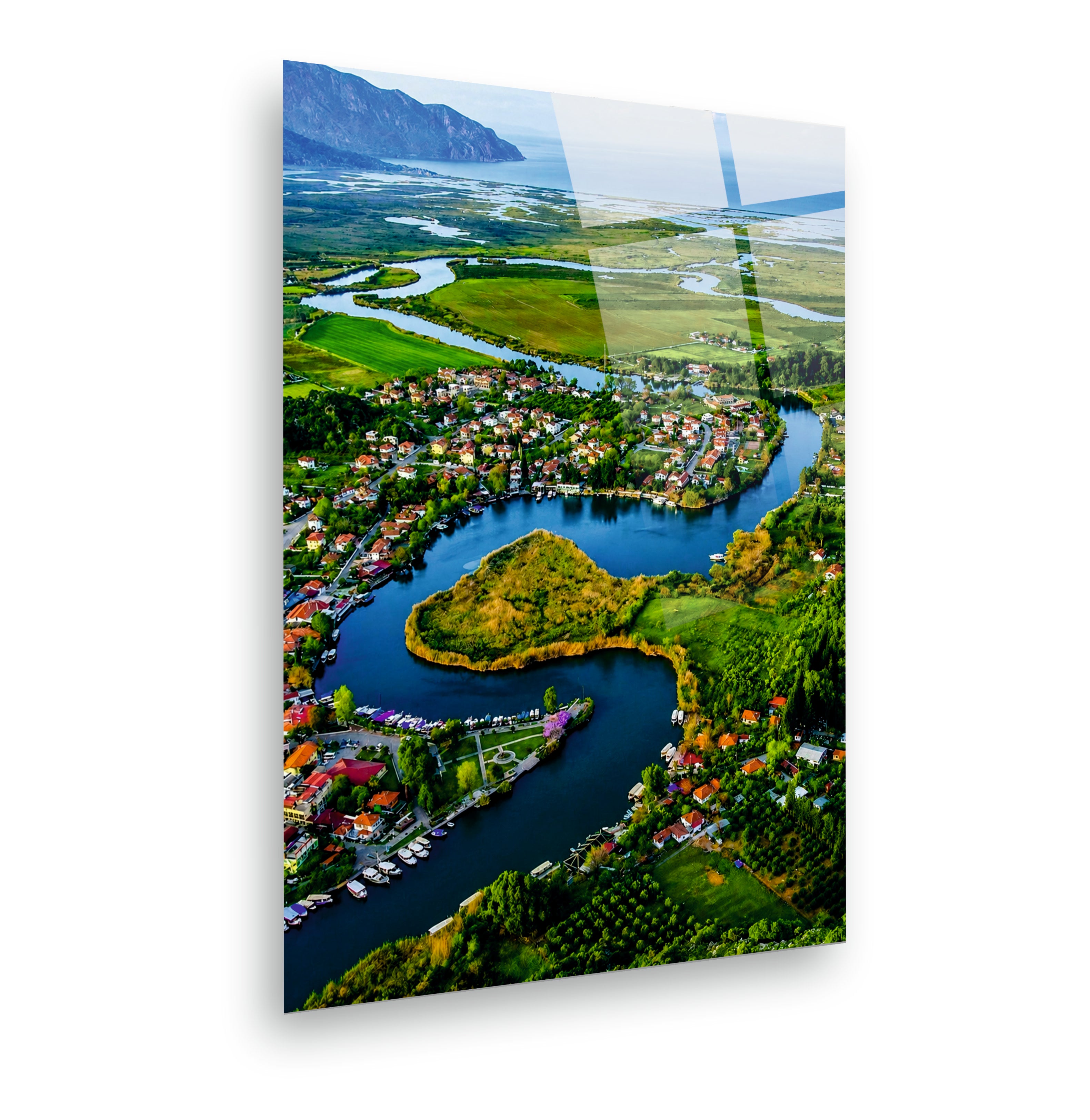 POPÜLER-136 Akyaka Azmak Nehri ve Doğa Manzaralı Cam Tablo