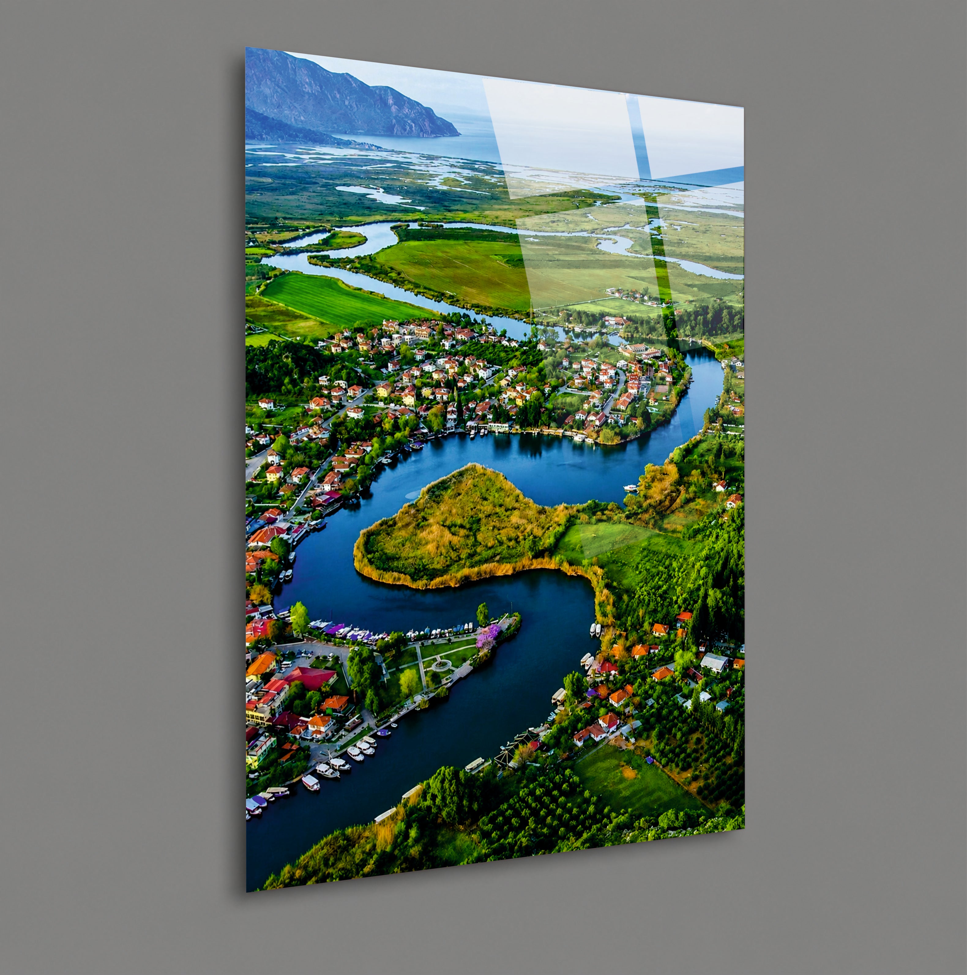 POPÜLER-136 Akyaka Azmak Nehri ve Doğa Manzaralı Cam Tablo
