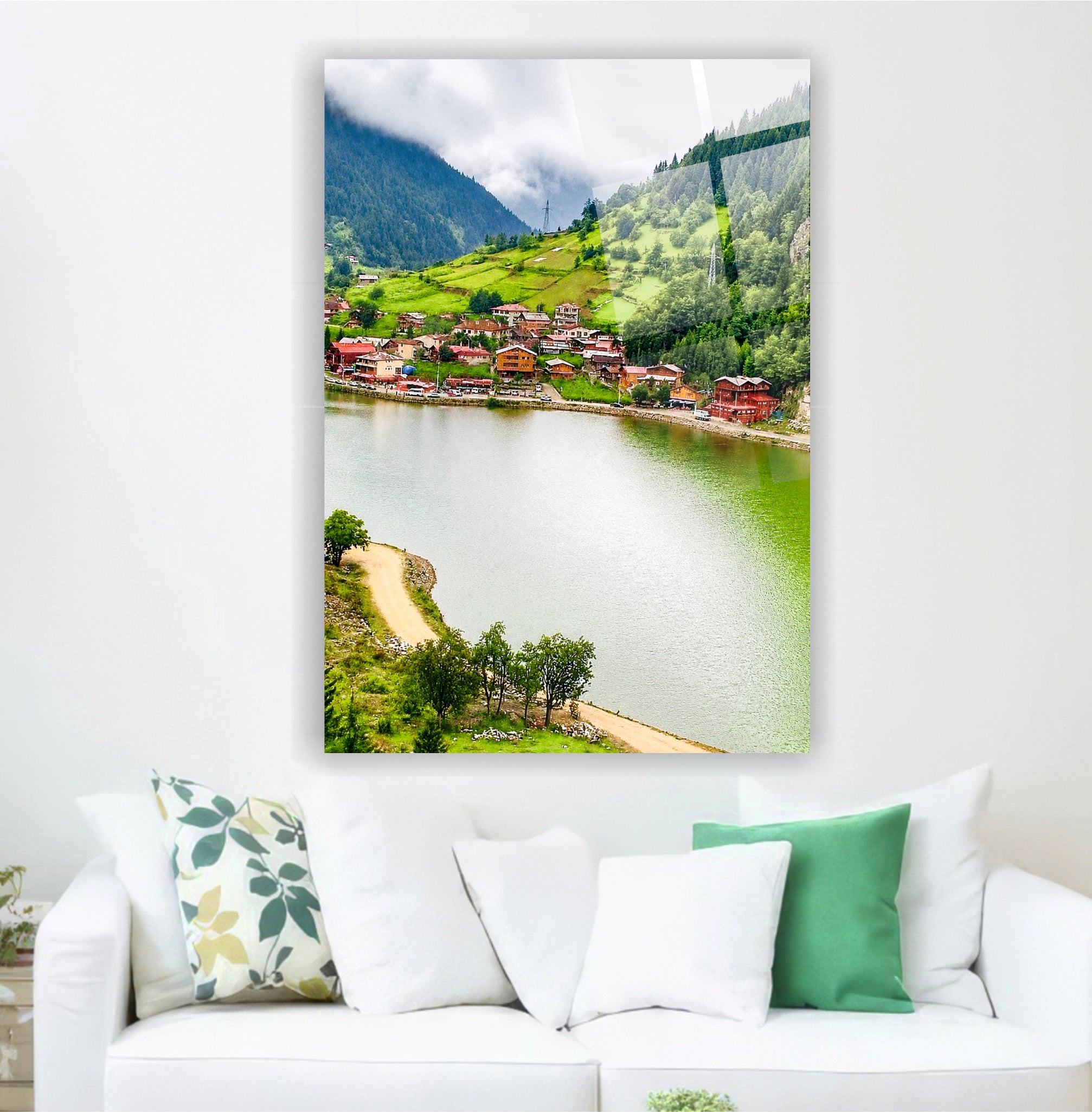 POPÜLER-138 Uzungöl ve Dağ Köyü Manzaralı Cam Tablo