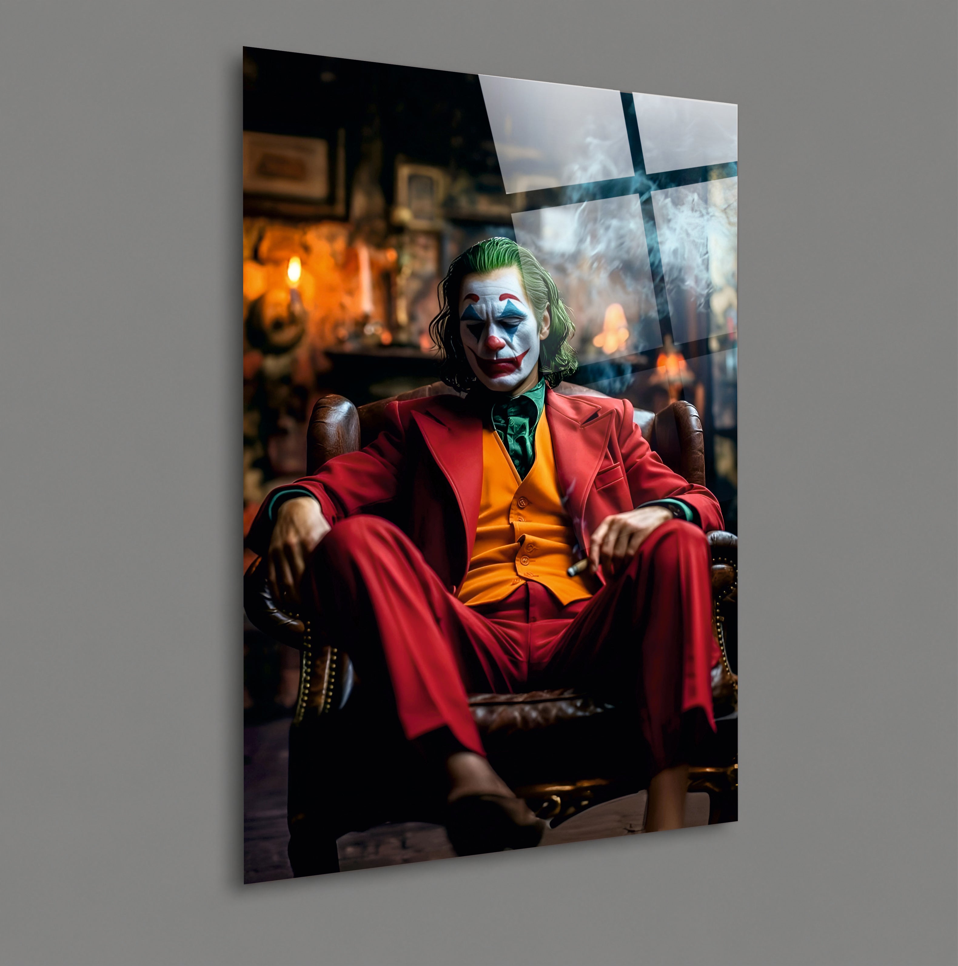 POPÜLER-31 Joker Temalı Sinematik Portre Cam Tablo